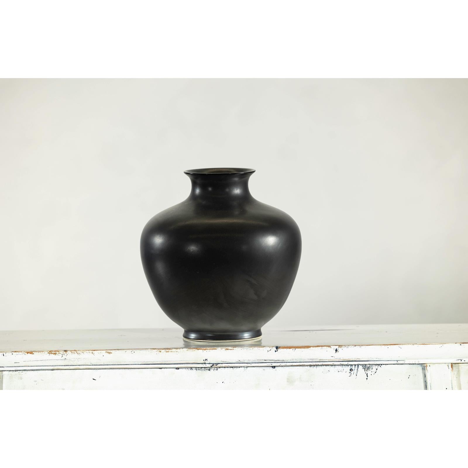 Charcoal Glazed Ceramic Vase with Rounded Belly and Flared Neck-7. Asian &amp; Chinese Furniture, Art, Antiques, Vintage Home Décor for sale at FEA Home