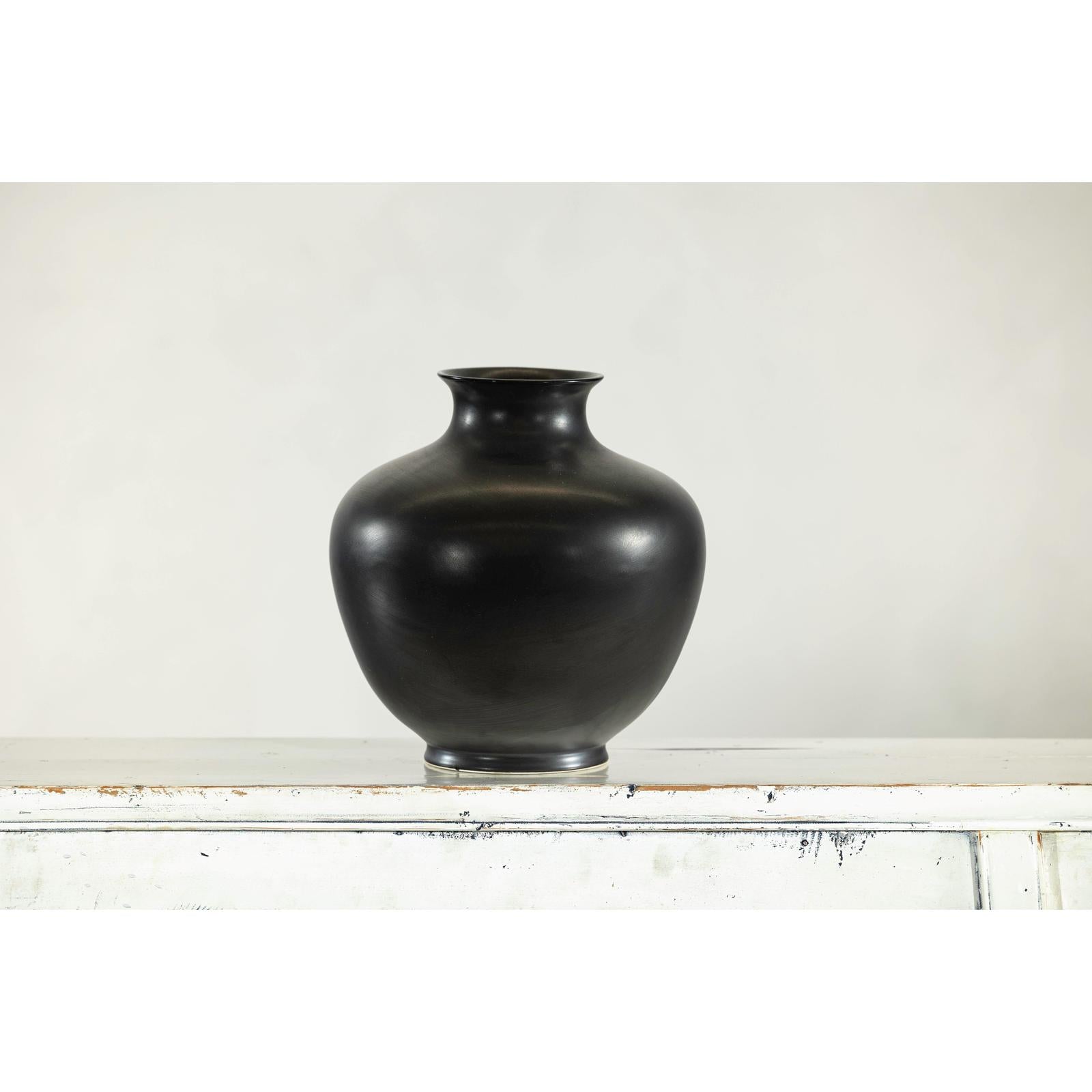 Charcoal Glazed Ceramic Vase with Rounded Belly and Flared Neck-8. Asian &amp; Chinese Furniture, Art, Antiques, Vintage Home Décor for sale at FEA Home