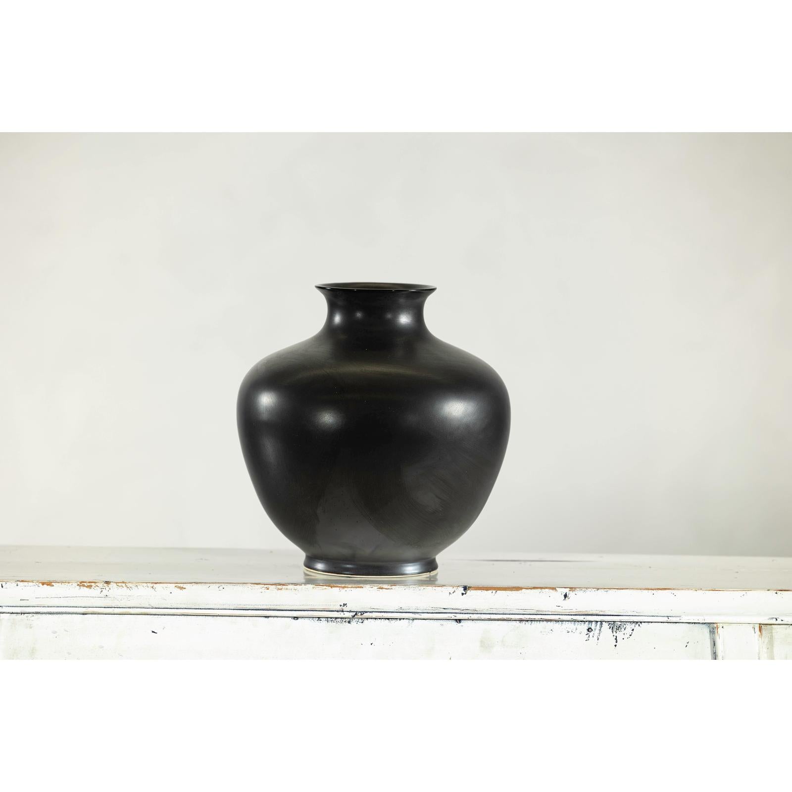 Charcoal Glazed Ceramic Vase with Rounded Belly and Flared Neck-9. Asian &amp; Chinese Furniture, Art, Antiques, Vintage Home Décor for sale at FEA Home