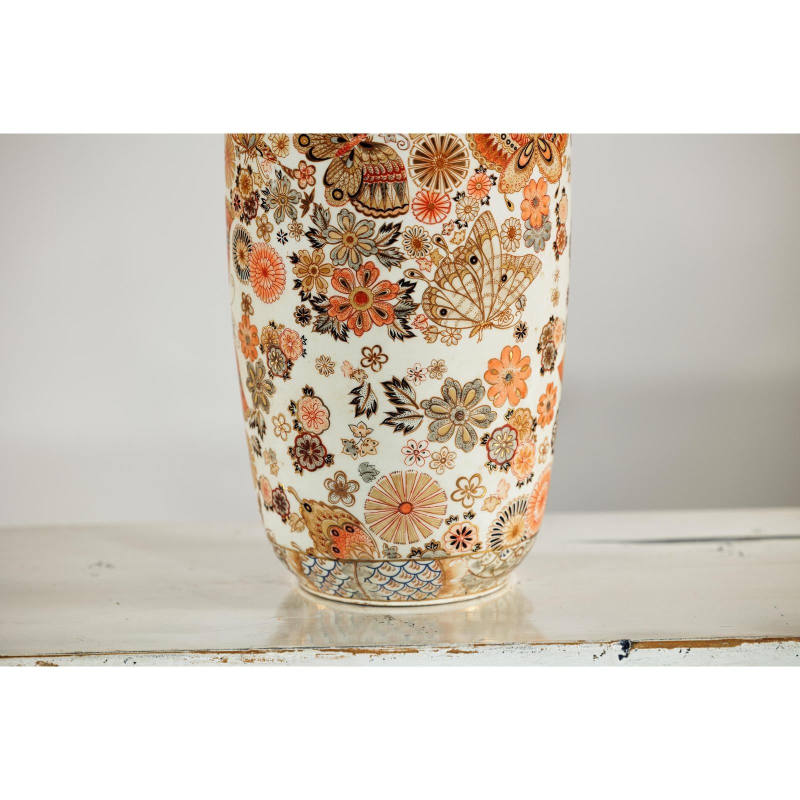 Chinese Porcelain Vase in Japanese Kutani Style with Butterfly and Floral Motifs-6. Asian &amp; Chinese Furniture, Art, Antiques, Vintage Home Décor for sale at FEA Home