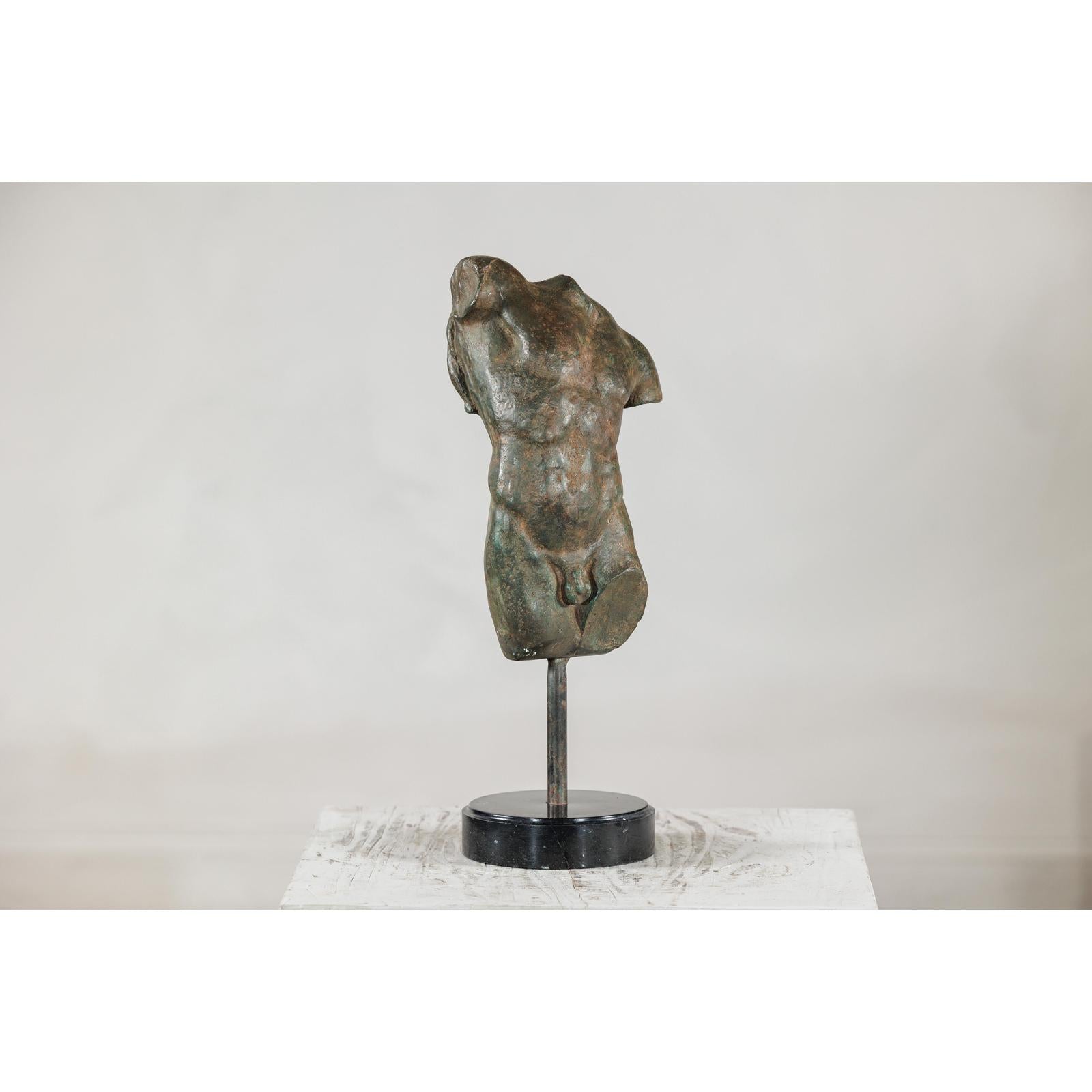 Classcial Bronze Tabletop Torso Sculpture on Marble Base - image 12