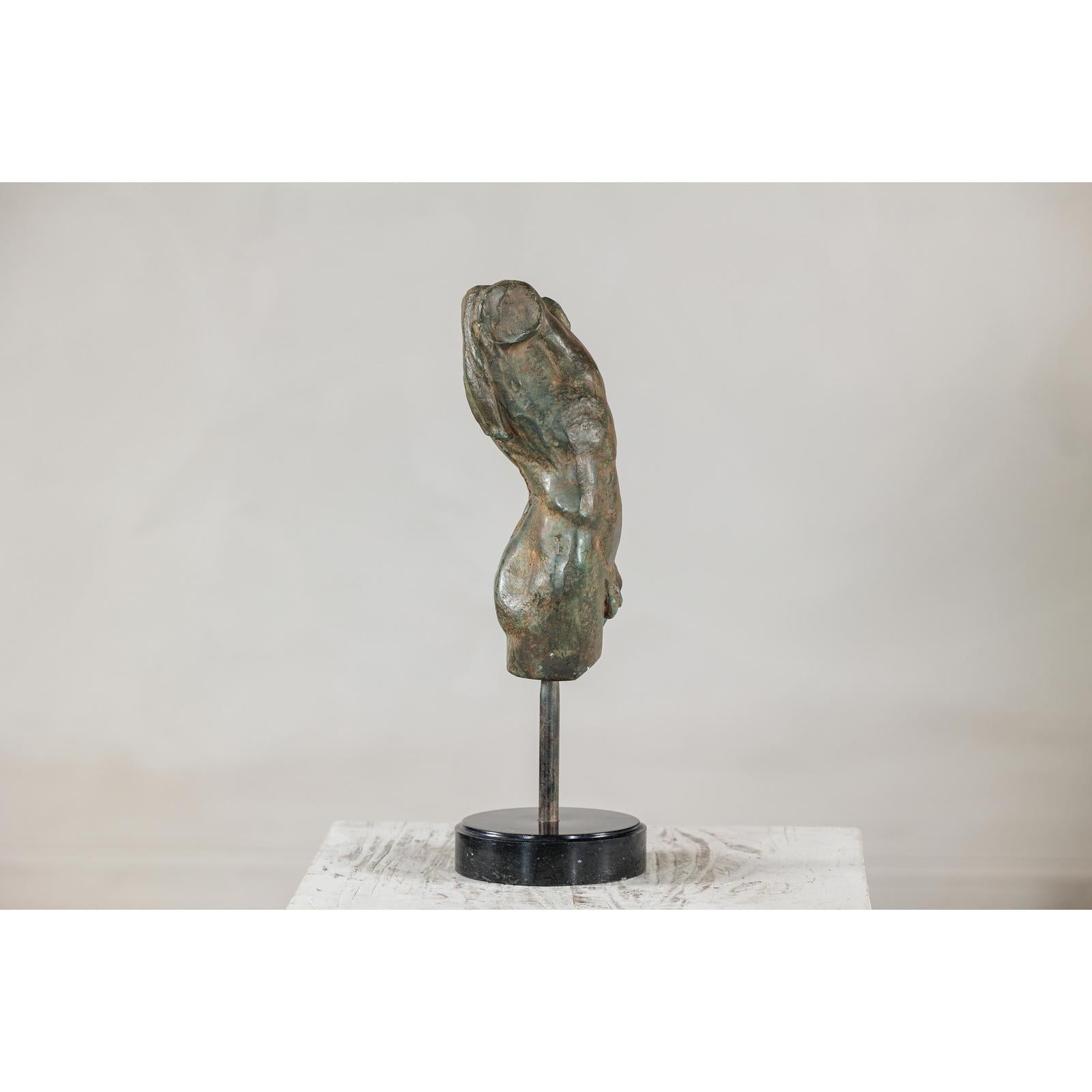 Classcial Bronze Tabletop Torso Sculpture on Marble Base - image 13