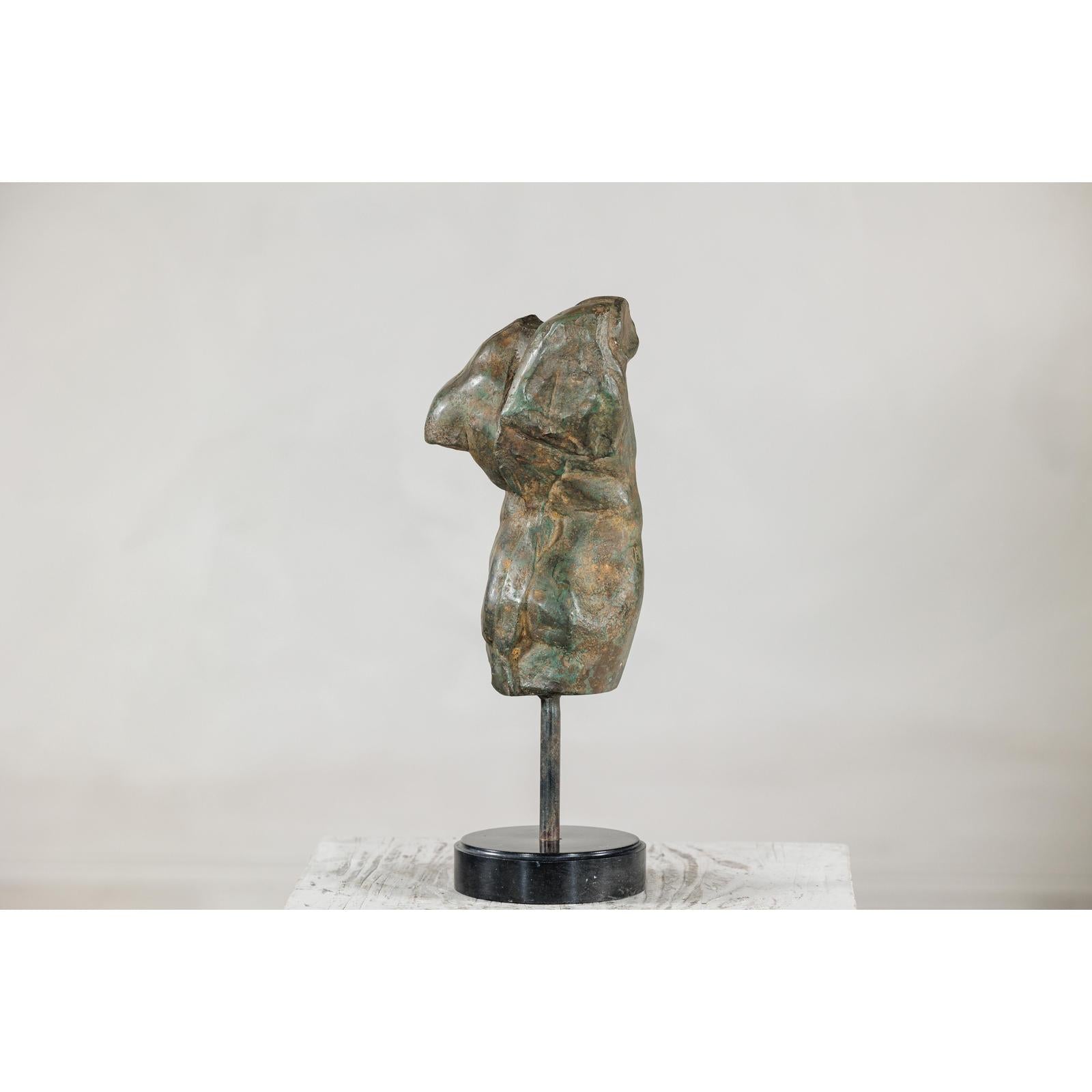 Classcial Bronze Tabletop Torso Sculpture on Marble Base - image 14
