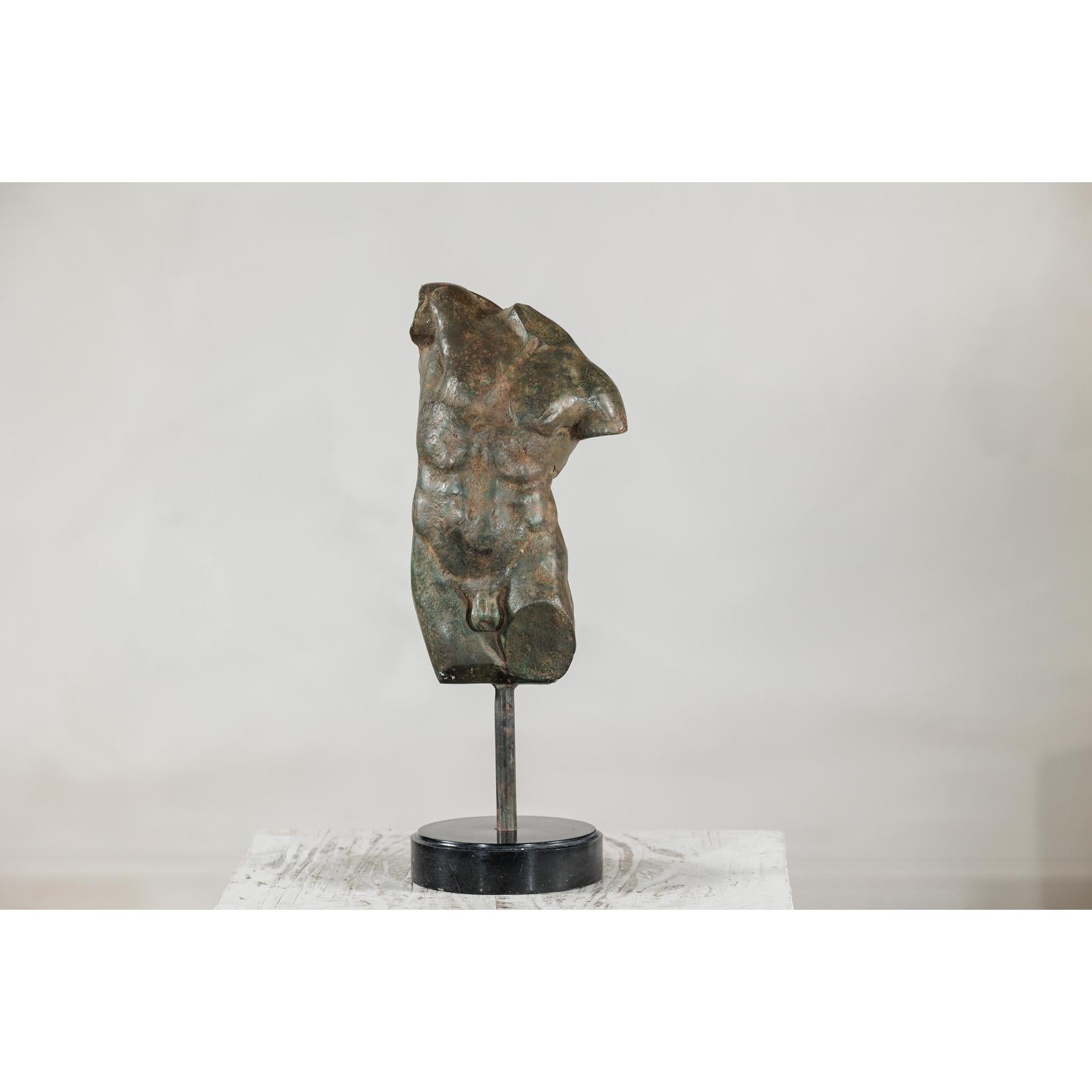 Classcial Bronze Tabletop Torso Sculpture on Marble Base - image 16