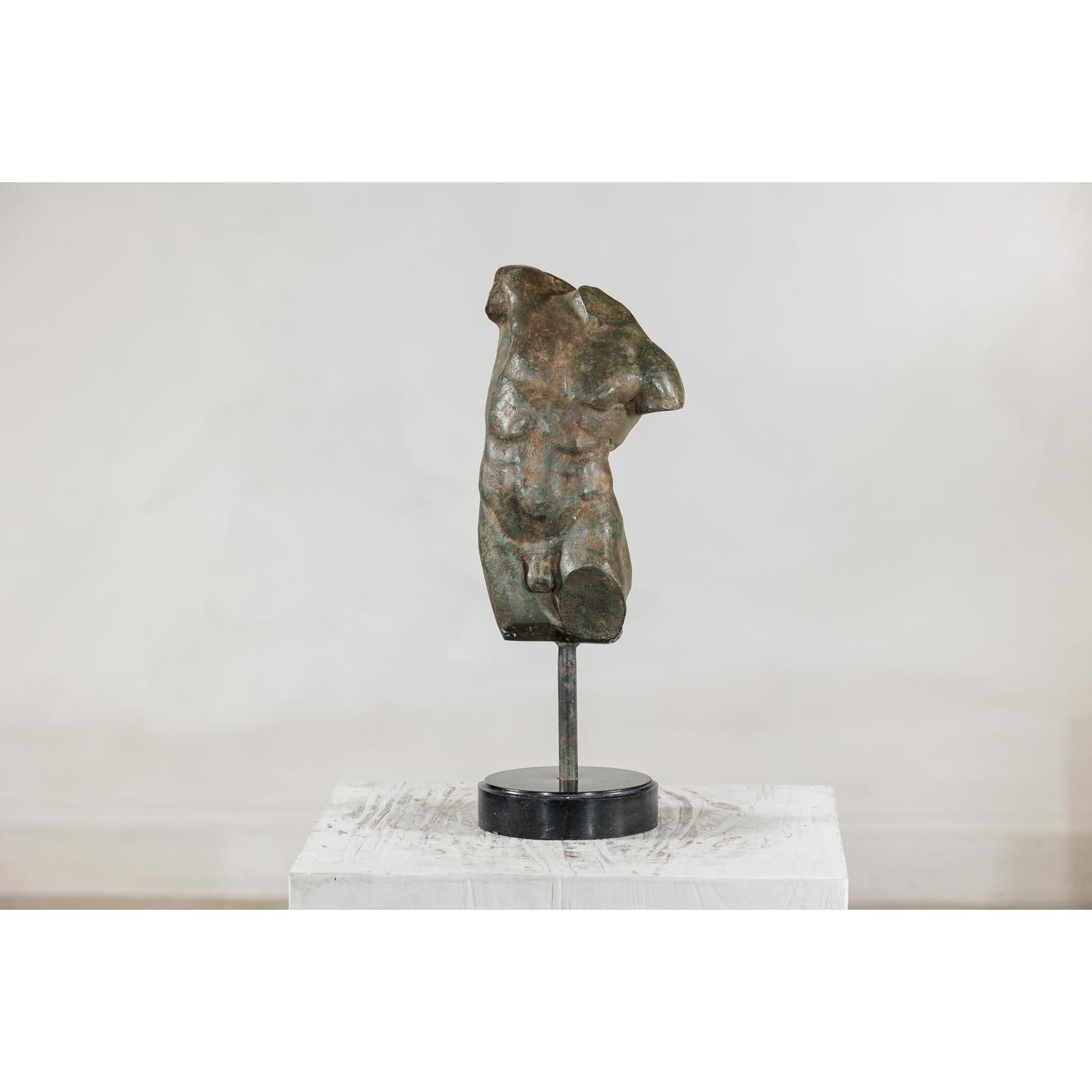 Classcial Bronze Tabletop Torso Sculpture on Marble Base - image 17