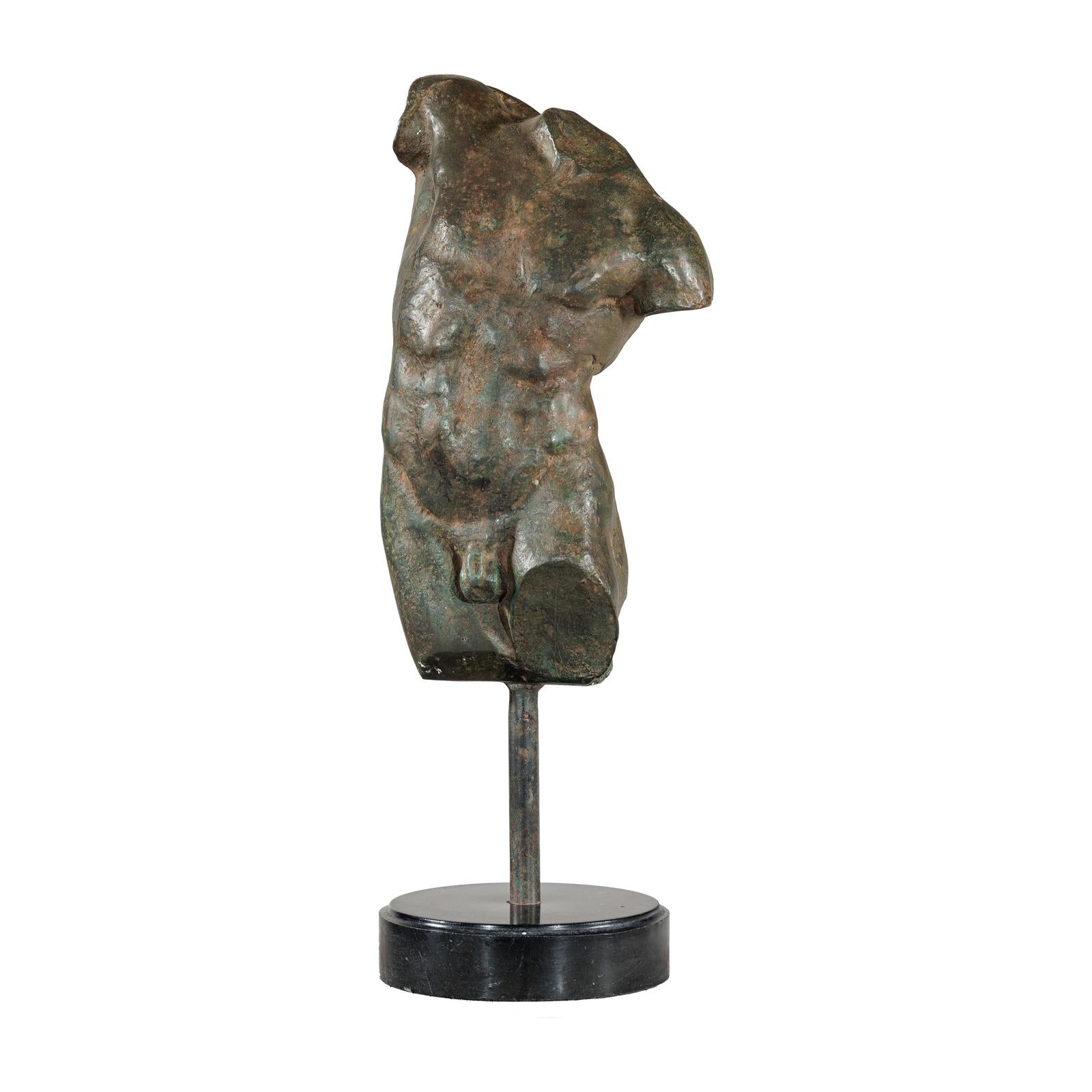 Classcial Bronze Tabletop Torso Sculpture on Marble Base - image 18