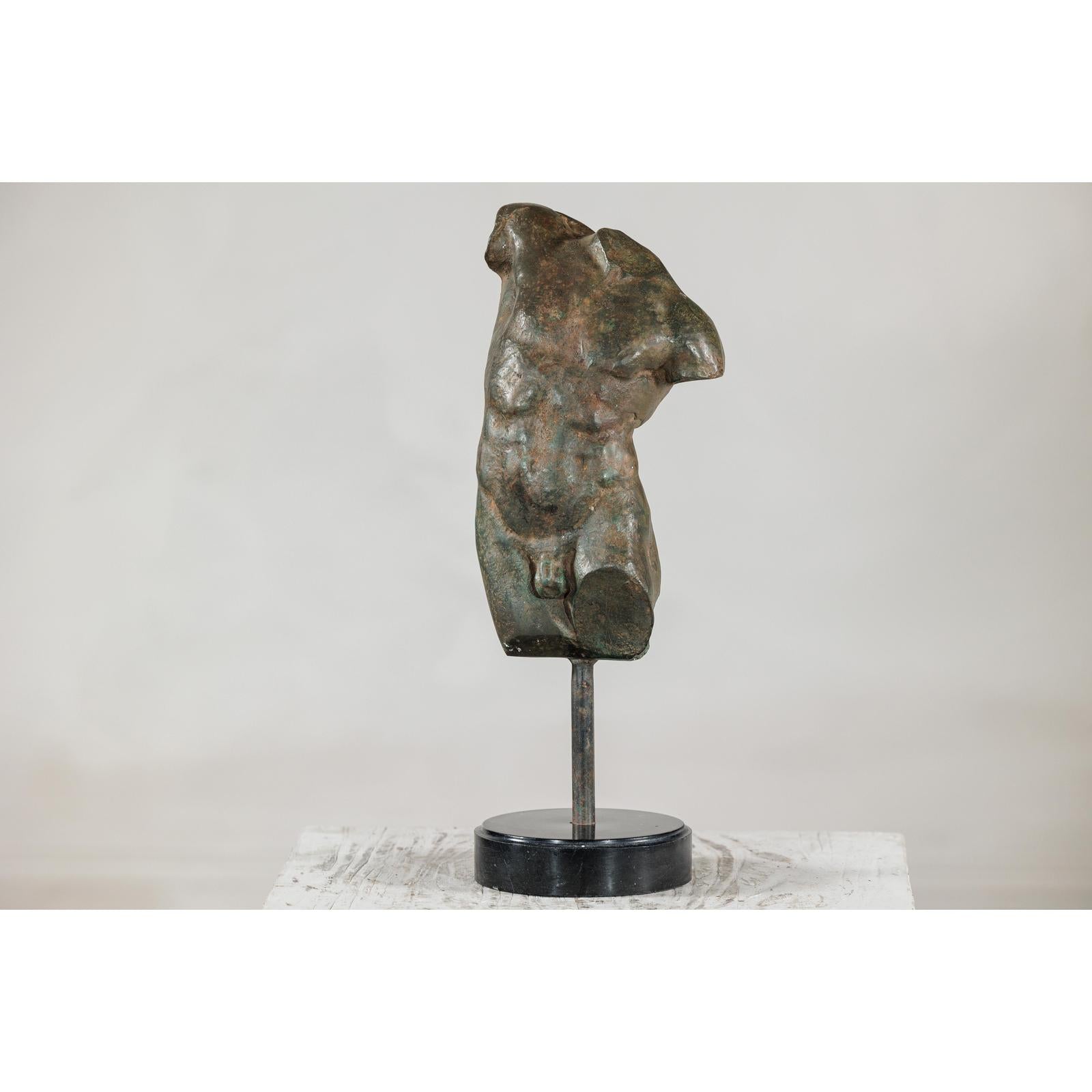 Classcial Bronze Tabletop Torso Sculpture on Marble Base - image 3