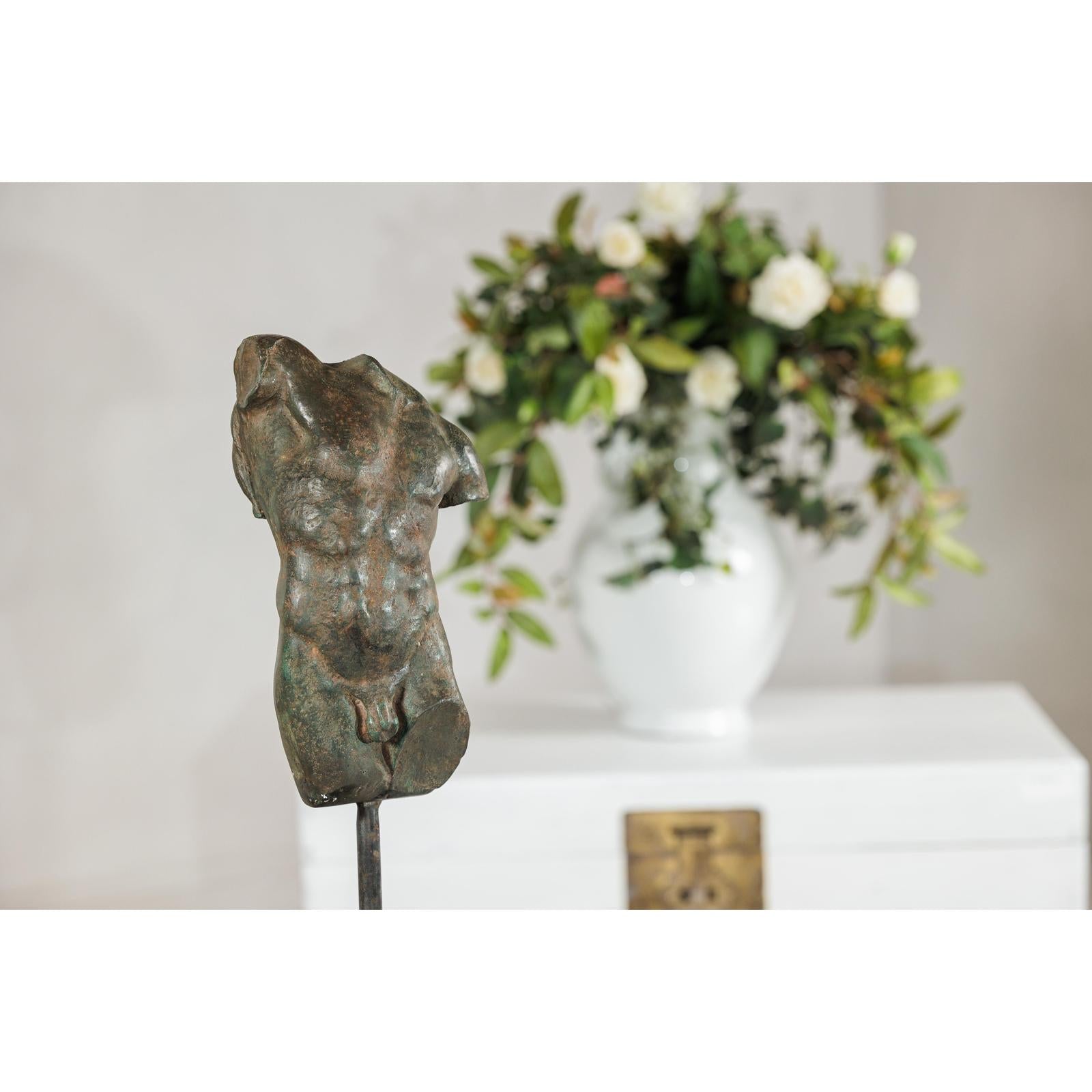 Classcial Bronze Tabletop Torso Sculpture on Marble Base - image 4