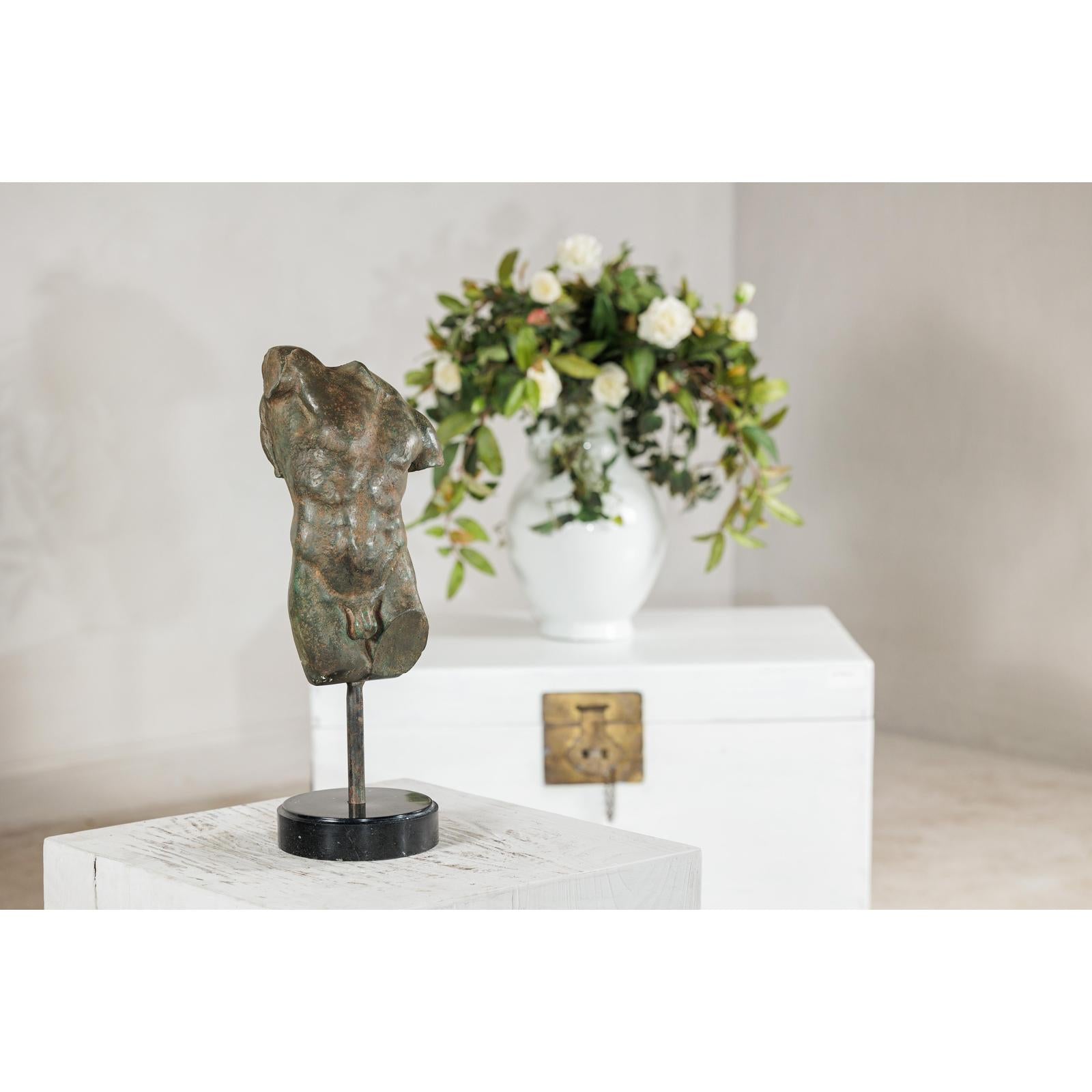 Classcial Bronze Tabletop Torso Sculpture on Marble Base - image 5
