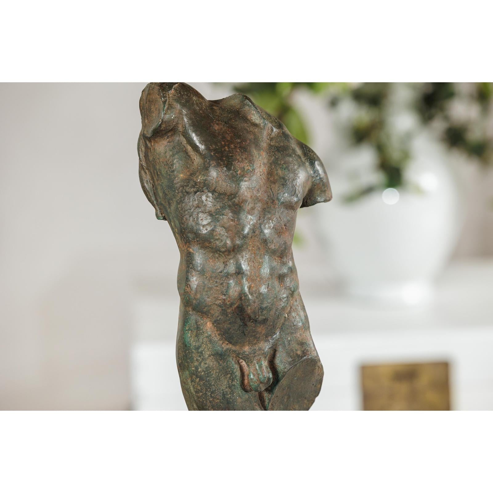 Classcial Bronze Tabletop Torso Sculpture on Marble Base - image 9