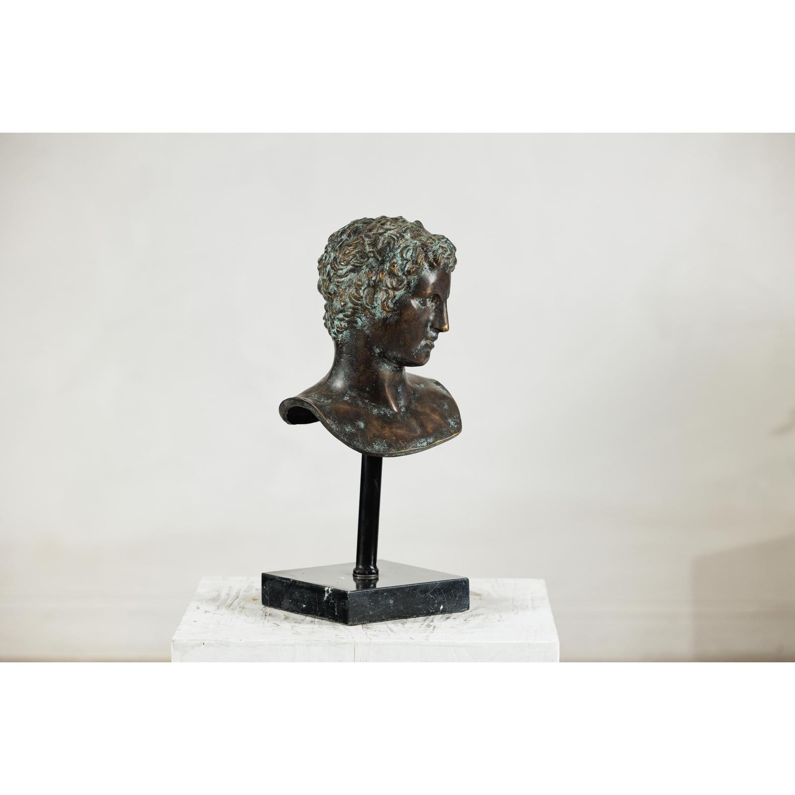 Classical Greek Style Bronze Bust of a Man on Marble Base-12. Asian &amp; Chinese Furniture, Art, Antiques, Vintage Home Décor for sale at FEA Home