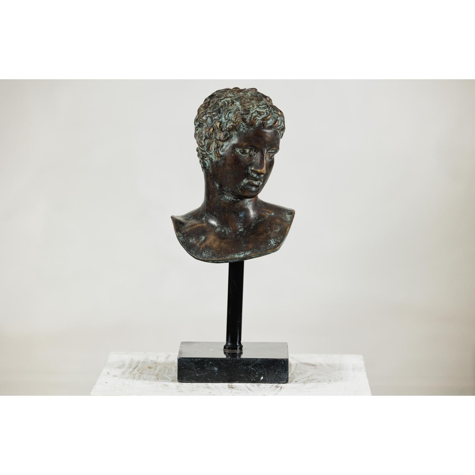 Classical Greek Style Bronze Bust of a Man on Marble Base-3. Asian &amp; Chinese Furniture, Art, Antiques, Vintage Home Décor for sale at FEA Home