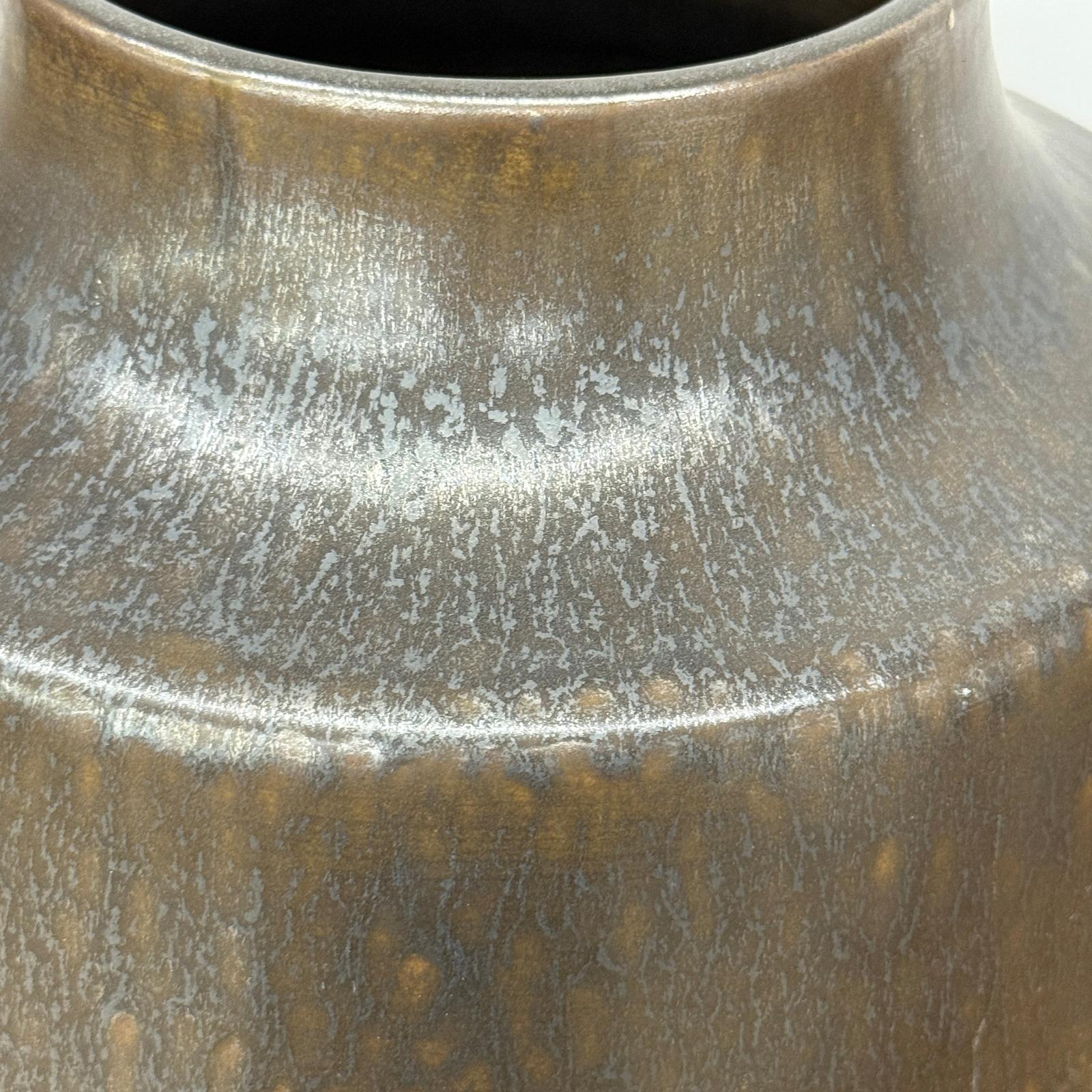 Copper Brown &amp; Metalic Grey Ceramic Vase with Drip Design, SKU , image 7