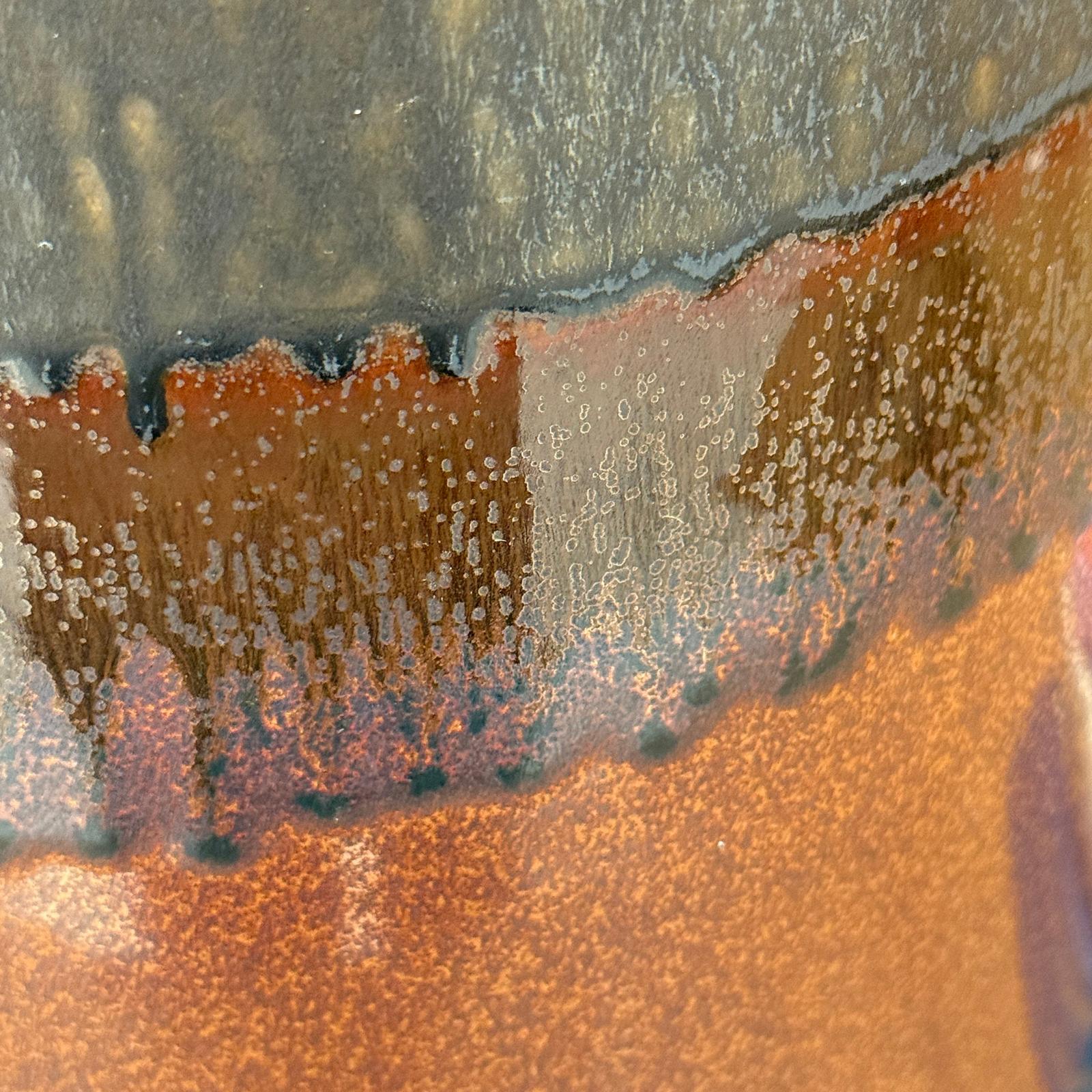 Copper Brown &amp; Metalic Grey Ceramic Vase with Drip Design, SKU , image 9