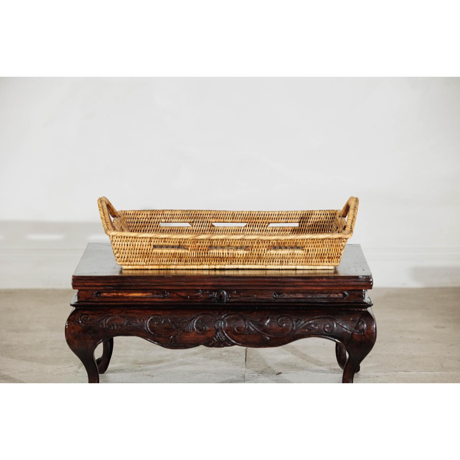 Country Style Hand-Woven Rattan Tray with Arched Side Handles-10. Asian &amp; Chinese Furniture, Art, Antiques, Vintage Home Décor for sale at FEA Home