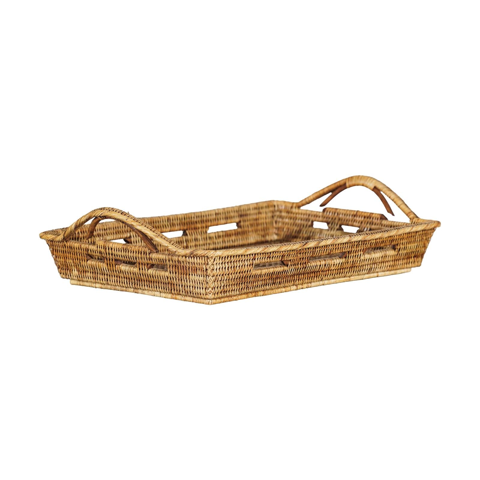 Country Style Hand-Woven Rattan Tray with Arched Side Handles-11. Asian &amp; Chinese Furniture, Art, Antiques, Vintage Home Décor for sale at FEA Home