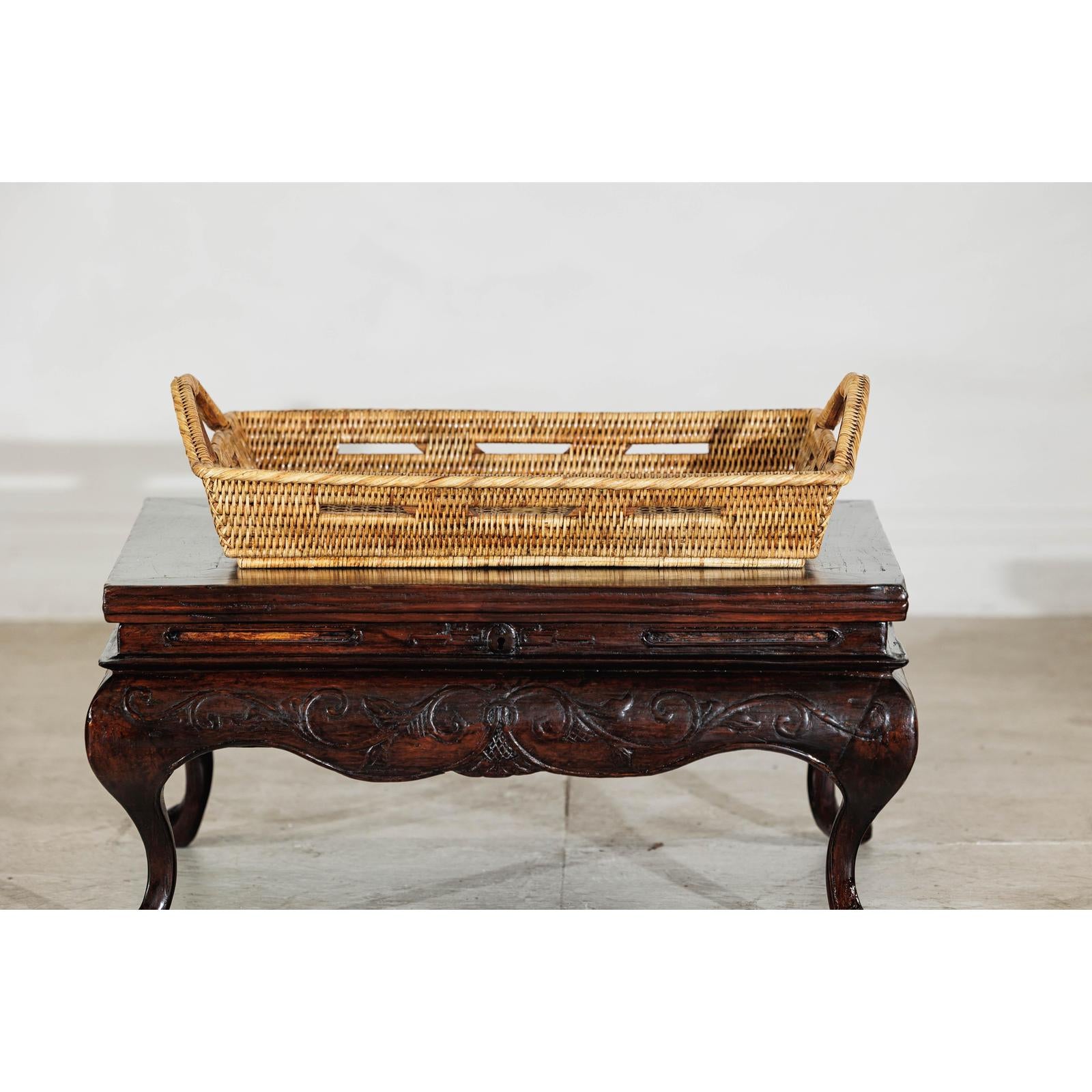 Country Style Hand-Woven Rattan Tray with Arched Side Handles-2. Asian & Chinese Furniture, Art, Antiques, Vintage Home Décor for sale at FEA Home