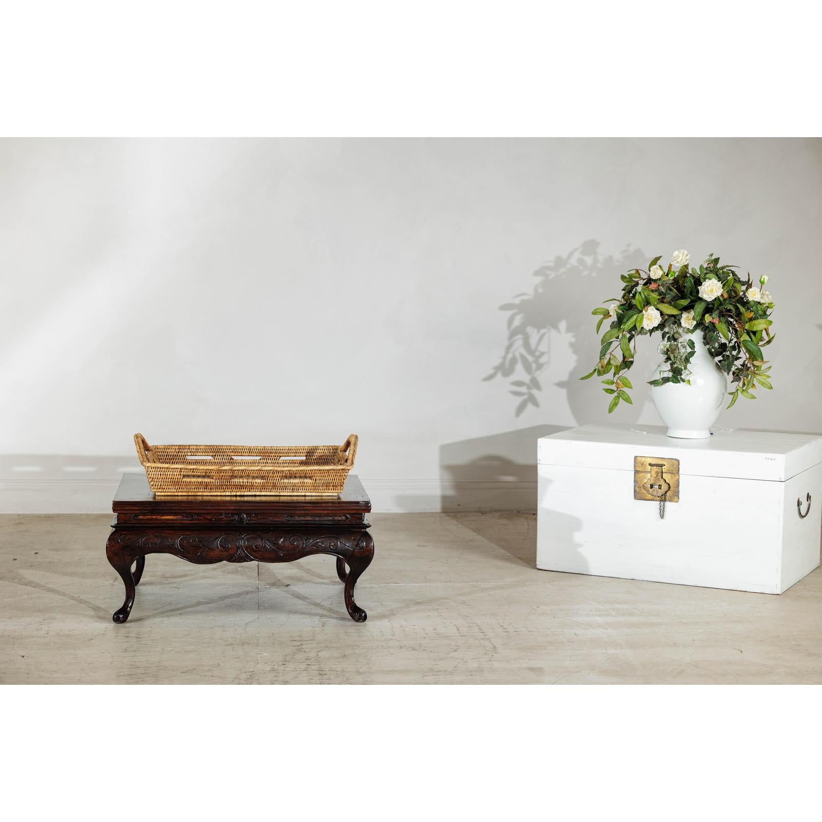Country Style Hand-Woven Rattan Tray with Arched Side Handles-3. Asian &amp; Chinese Furniture, Art, Antiques, Vintage Home Décor for sale at FEA Home