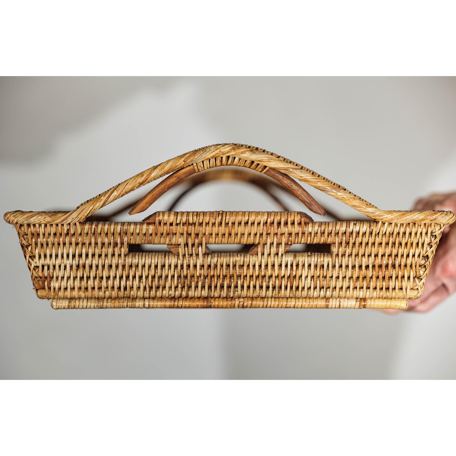Country Style Hand-Woven Rattan Tray with Arched Side Handles-9. Asian &amp; Chinese Furniture, Art, Antiques, Vintage Home Décor for sale at FEA Home