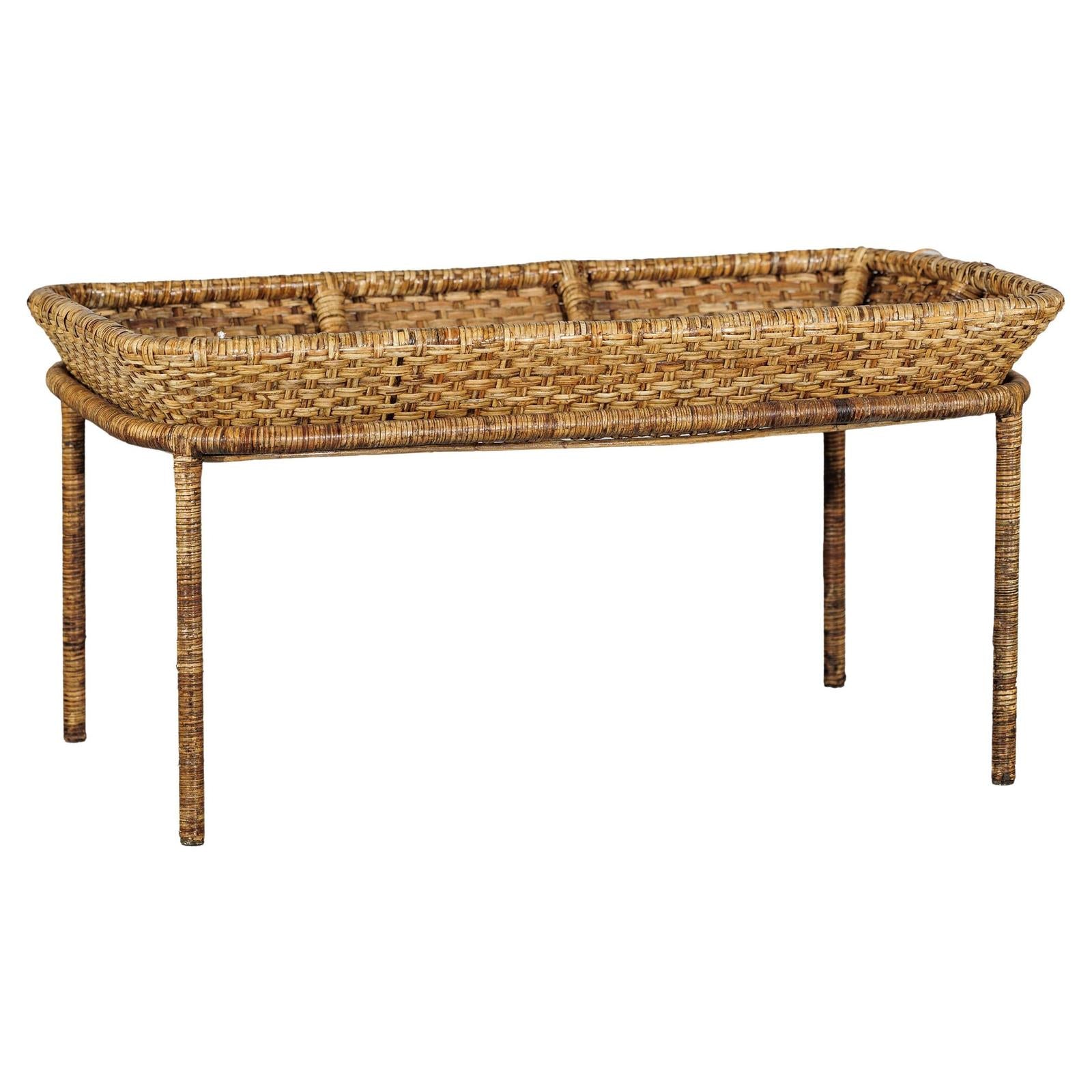 Country Style Rattan Coffee Table with Removable Serving Tray Top-1. Asian & Chinese Furniture, Art, Antiques, Vintage Home Décor for sale at FEA Home