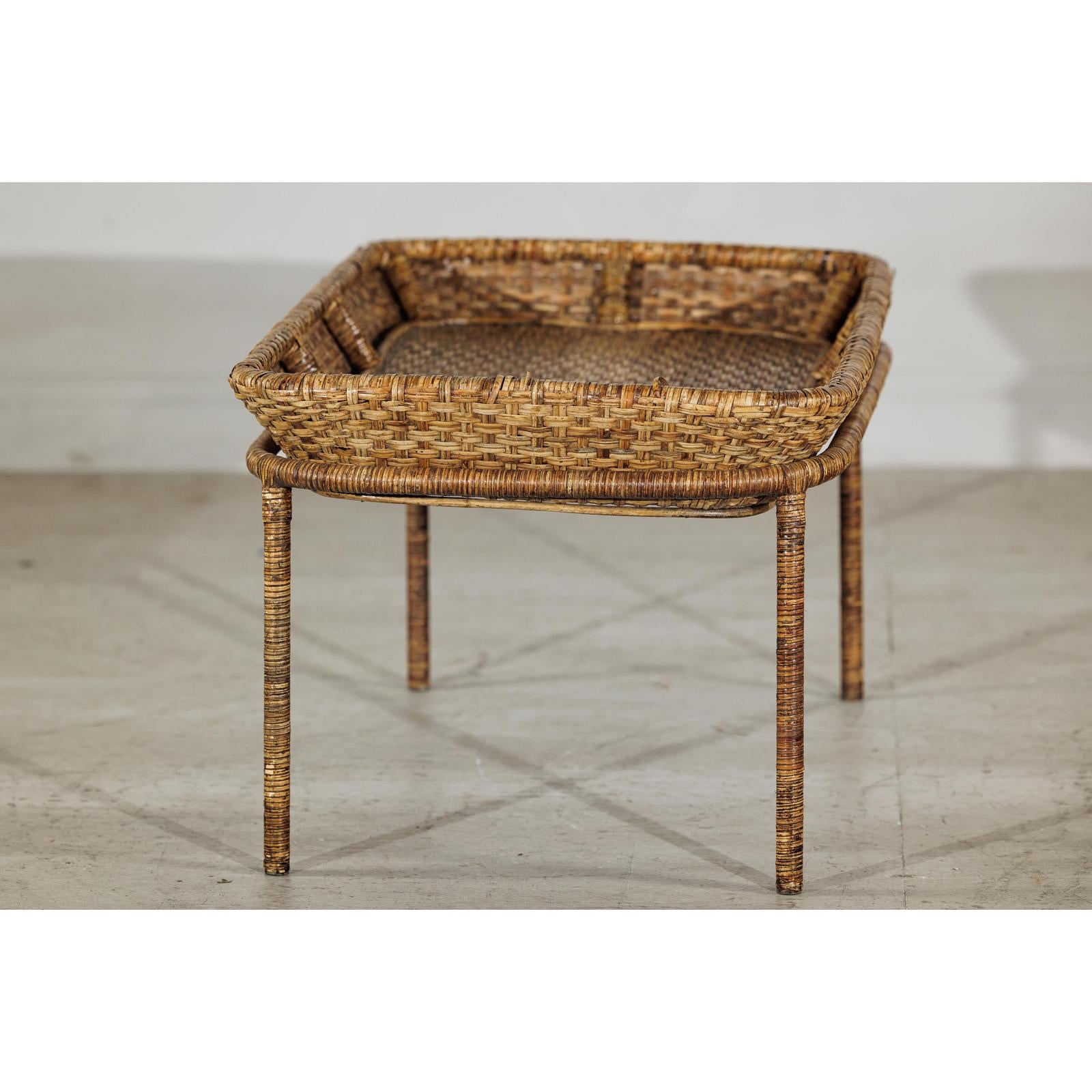 Country Style Rattan Coffee Table with Removable Serving Tray Top-12. Asian &amp; Chinese Furniture, Art, Antiques, Vintage Home Décor for sale at FEA Home
