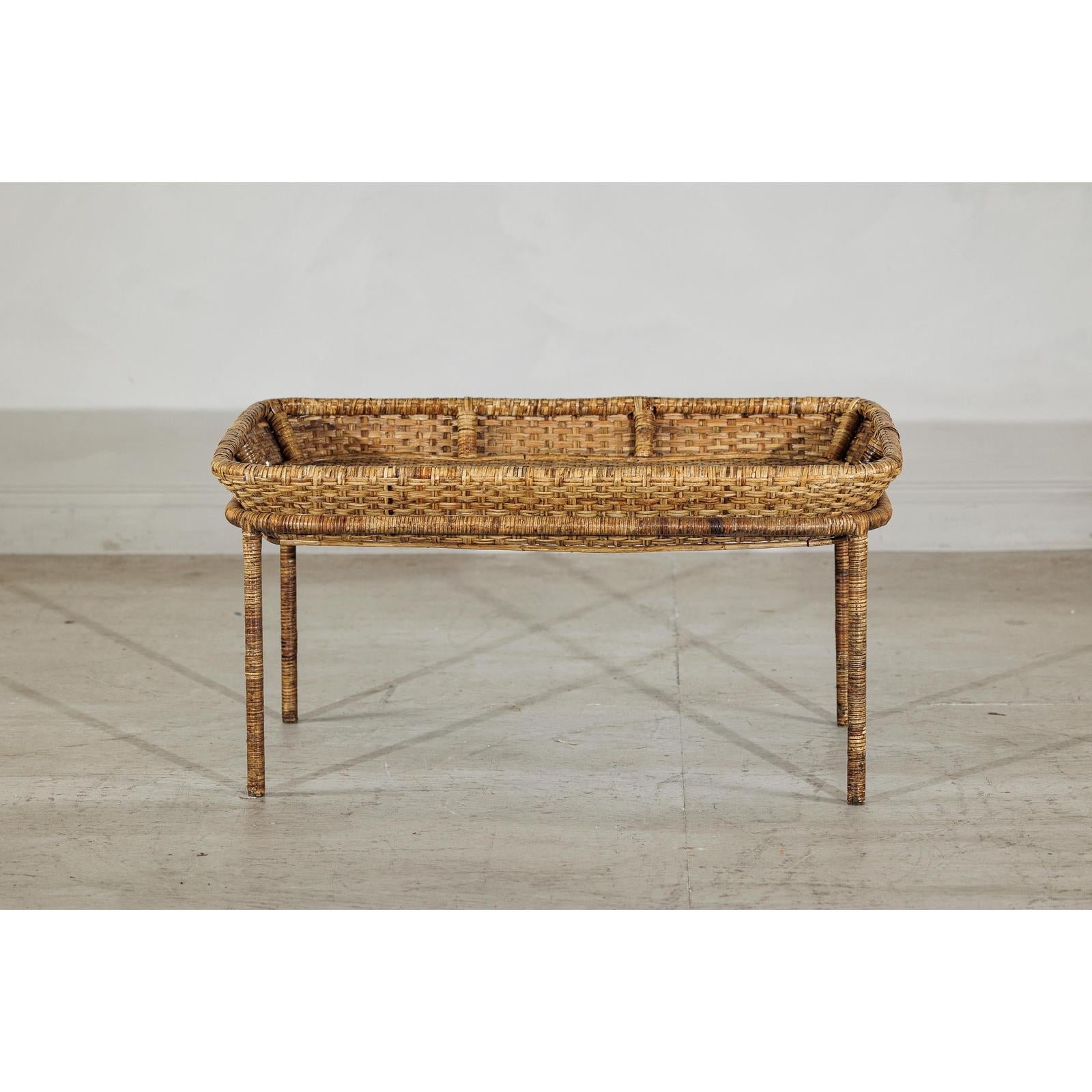 Country Style Rattan Coffee Table with Removable Serving Tray Top-15. Asian &amp; Chinese Furniture, Art, Antiques, Vintage Home Décor for sale at FEA Home