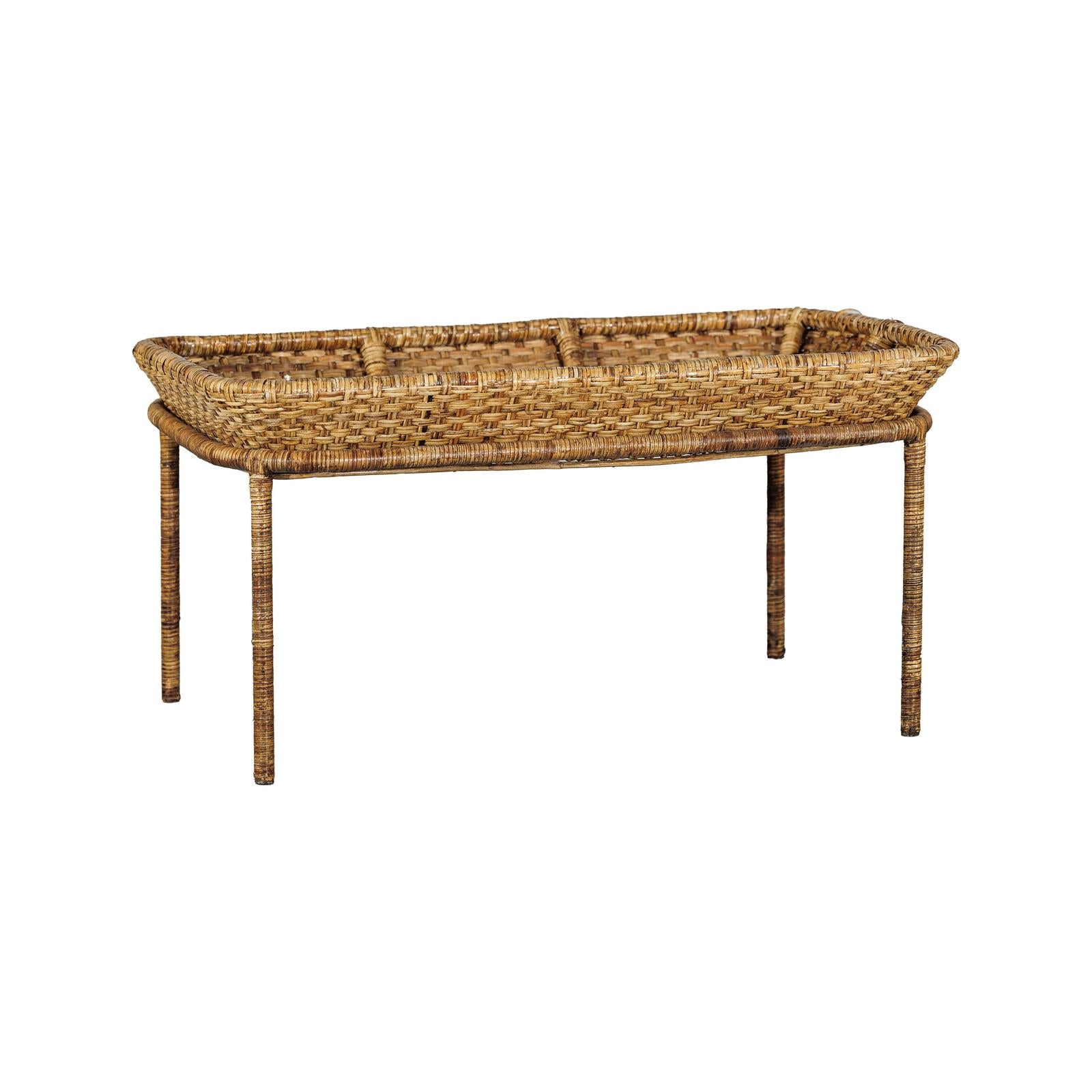 Country Style Rattan Coffee Table with Removable Serving Tray Top-16. Asian &amp; Chinese Furniture, Art, Antiques, Vintage Home Décor for sale at FEA Home