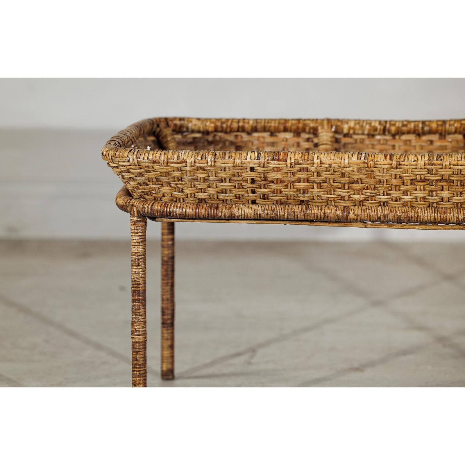 Country Style Rattan Coffee Table with Removable Serving Tray Top-4. Asian &amp; Chinese Furniture, Art, Antiques, Vintage Home Décor for sale at FEA Home
