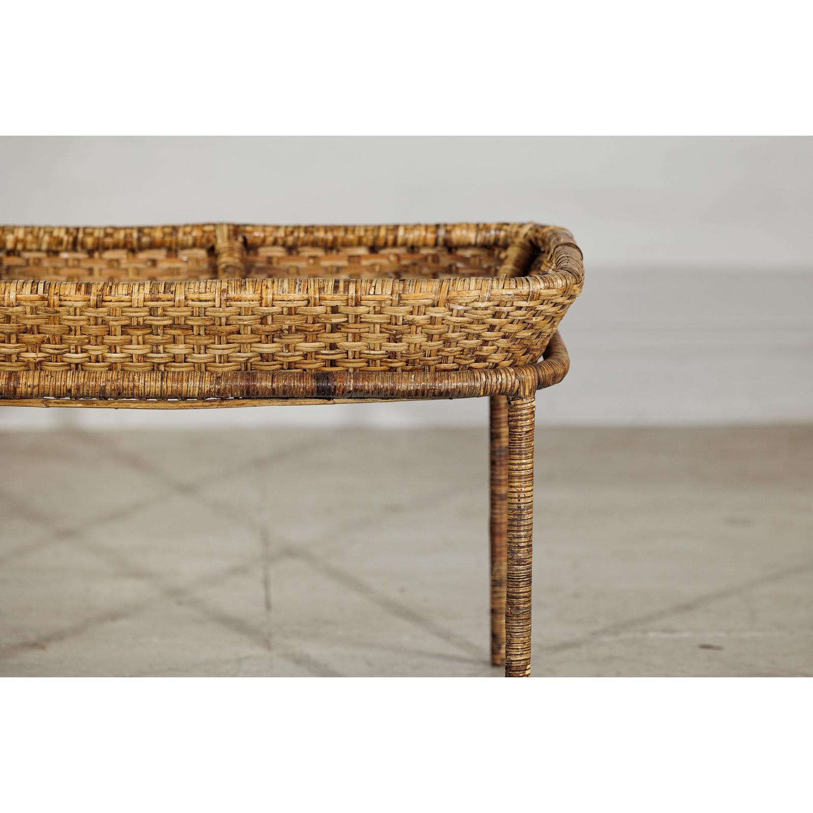 Country Style Rattan Coffee Table with Removable Serving Tray Top-5. Asian &amp; Chinese Furniture, Art, Antiques, Vintage Home Décor for sale at FEA Home
