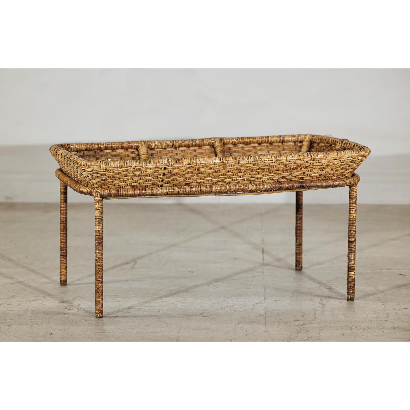 Country Style Rattan Coffee Table with Removable Serving Tray Top-7. Asian &amp; Chinese Furniture, Art, Antiques, Vintage Home Décor for sale at FEA Home