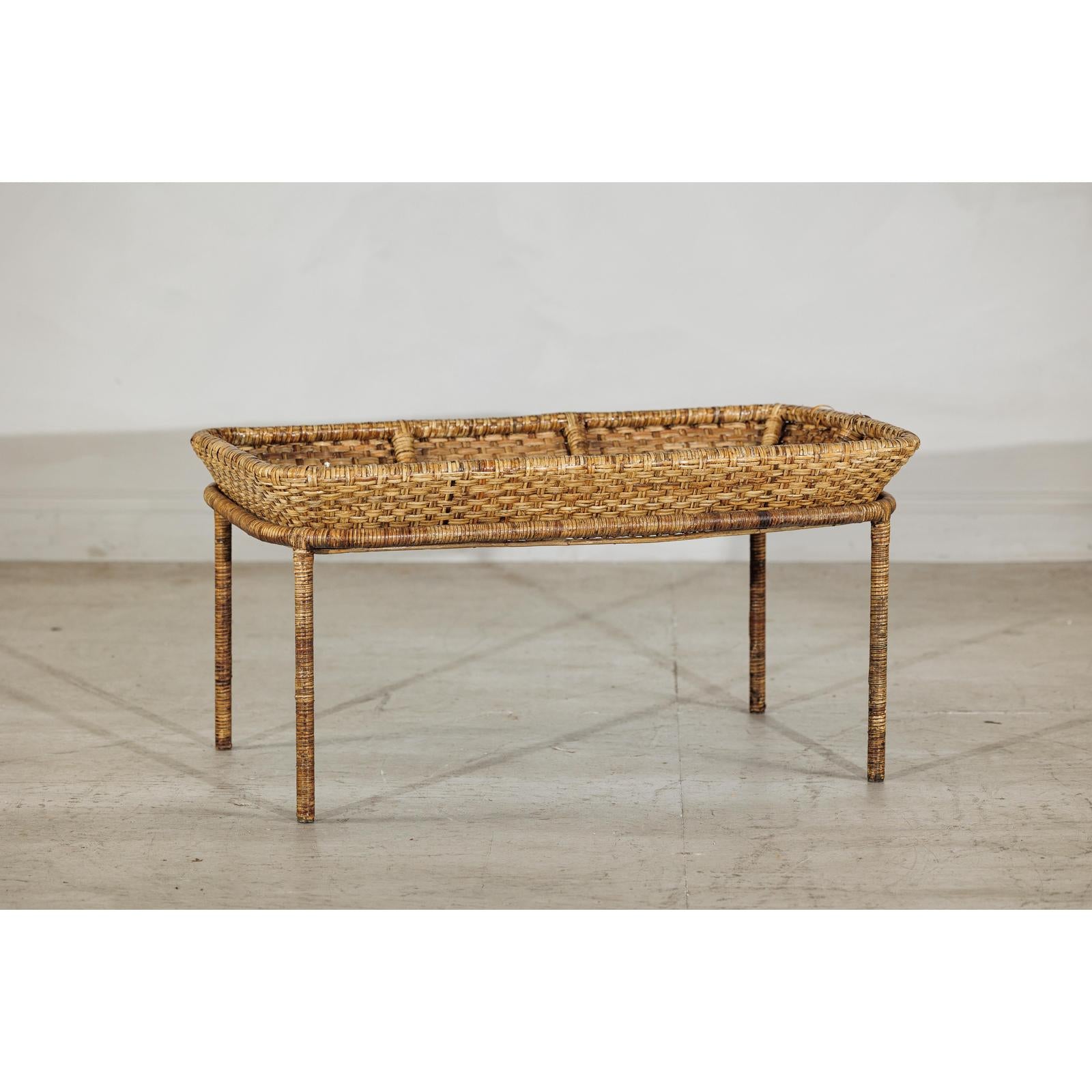 Country Style Rattan Coffee Table with Removable Serving Tray Top-8. Asian &amp; Chinese Furniture, Art, Antiques, Vintage Home Décor for sale at FEA Home
