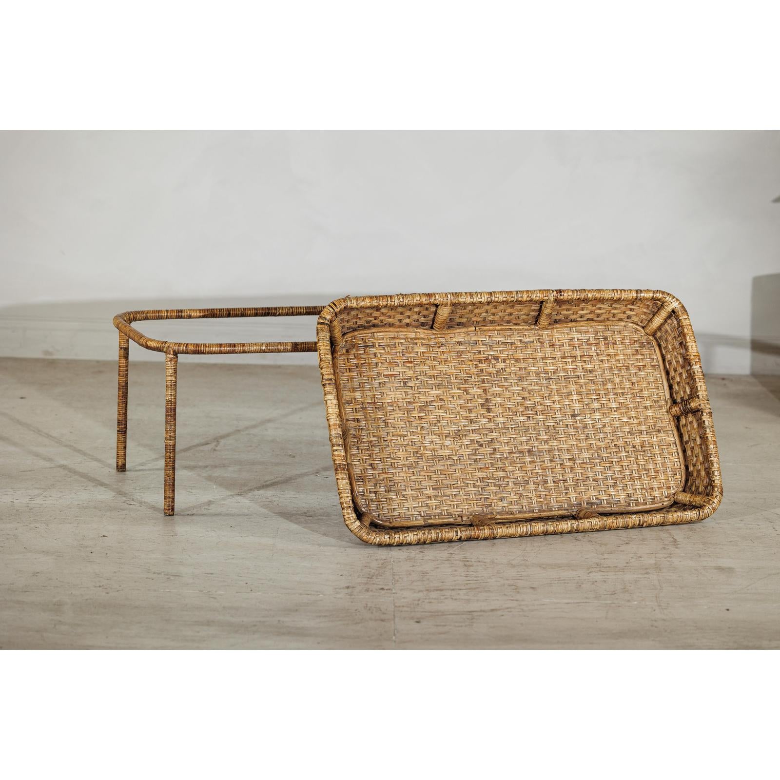 Country Style Rattan Coffee Table with Removable Serving Tray Top-9. Asian &amp; Chinese Furniture, Art, Antiques, Vintage Home Décor for sale at FEA Home
