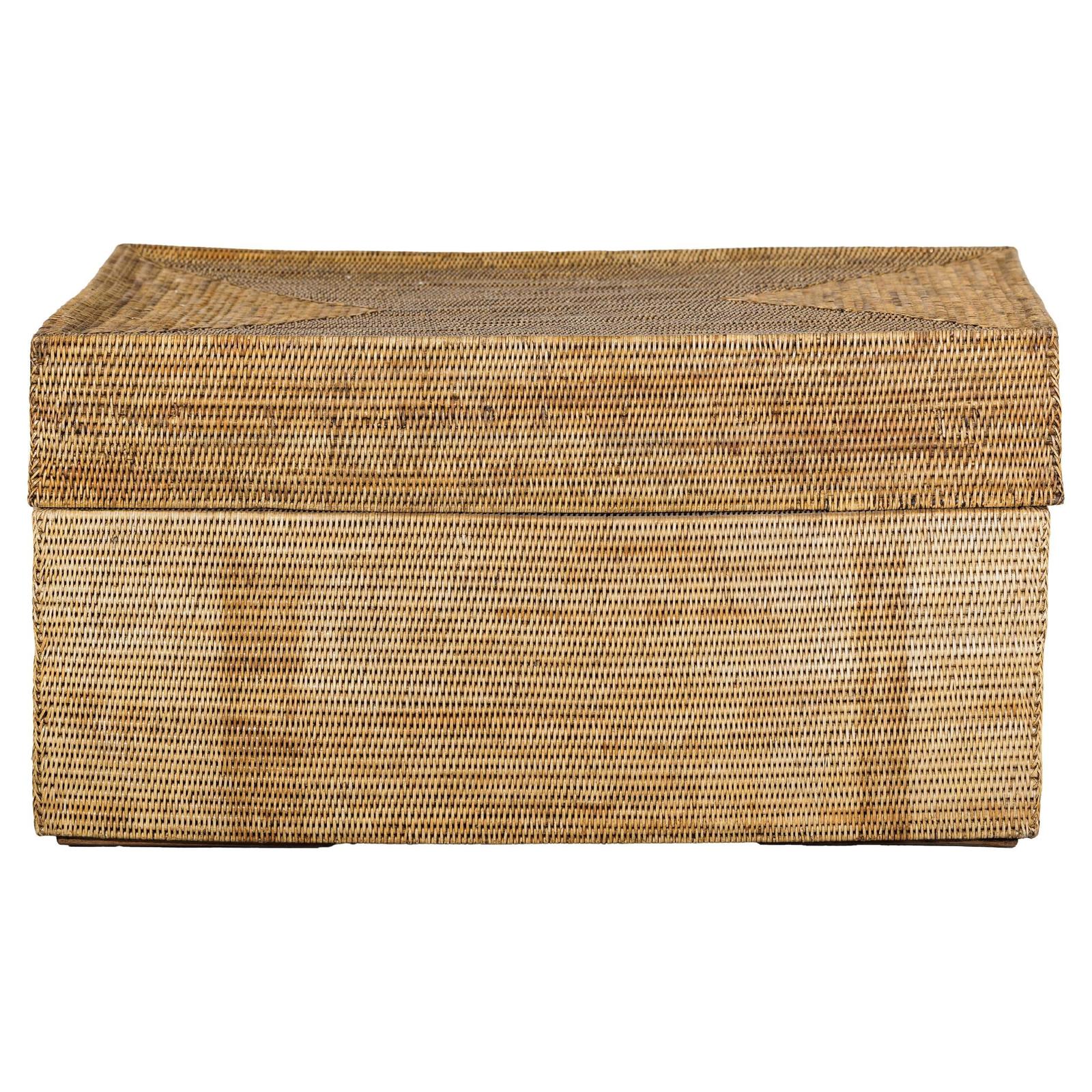 Country Style Rectangular Woven Rattan Storage Box with Lid - image 1