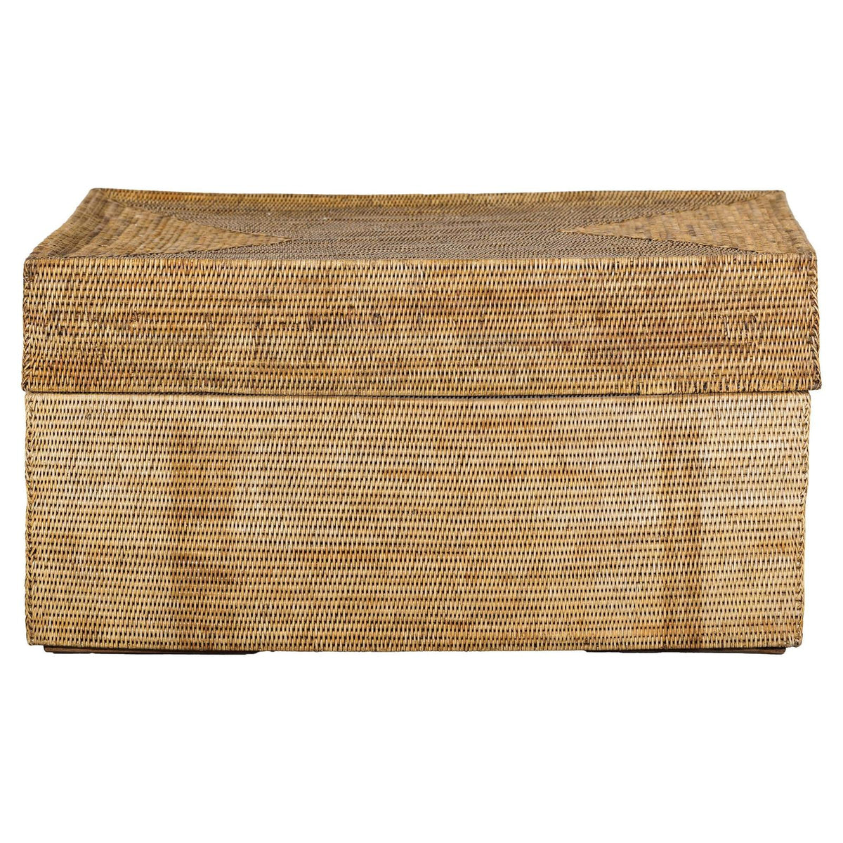 Country Style Rectangular Woven Rattan Storage Box with Lid | FEA Home