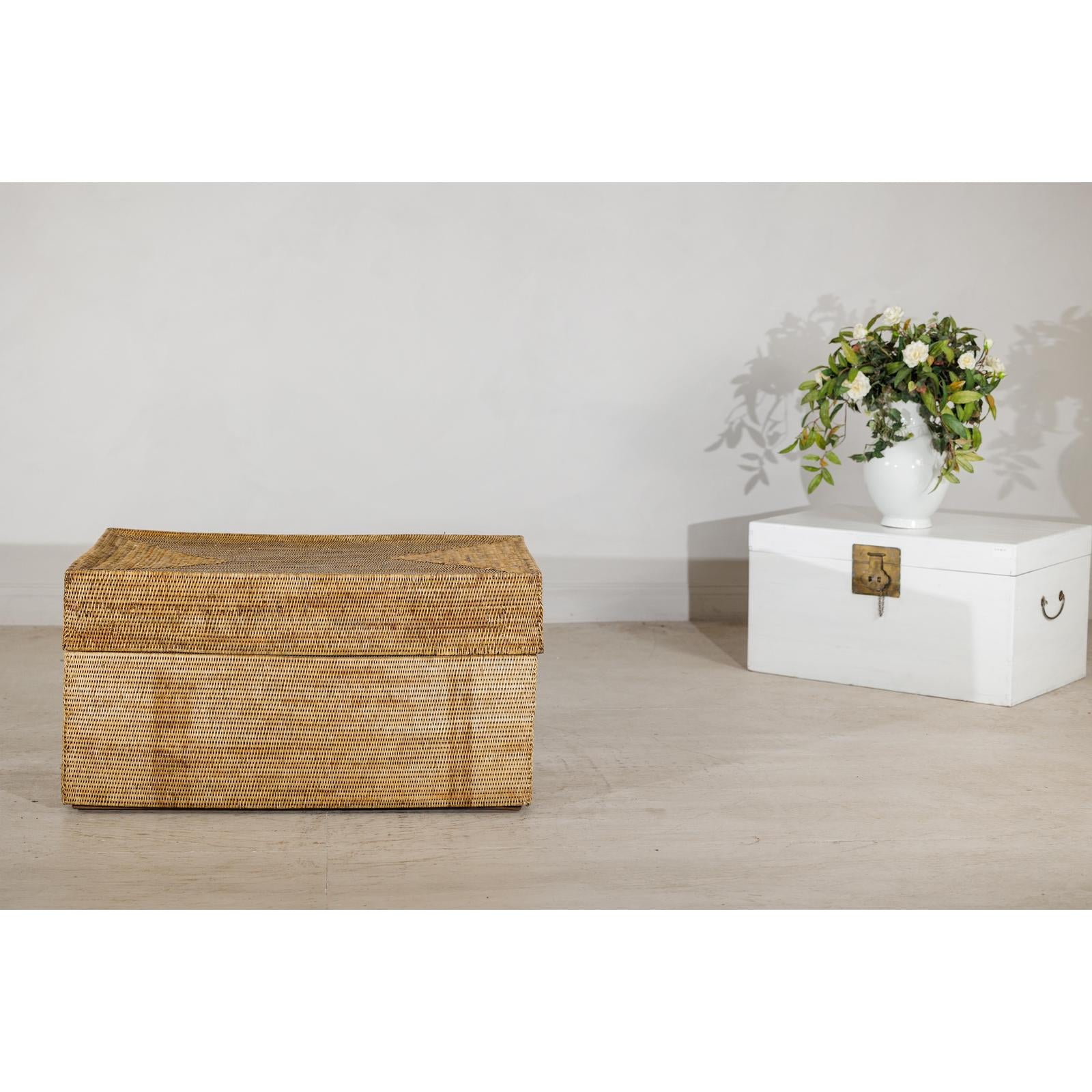 Country Style Rectangular Woven Rattan Storage Box with Lid - image 2