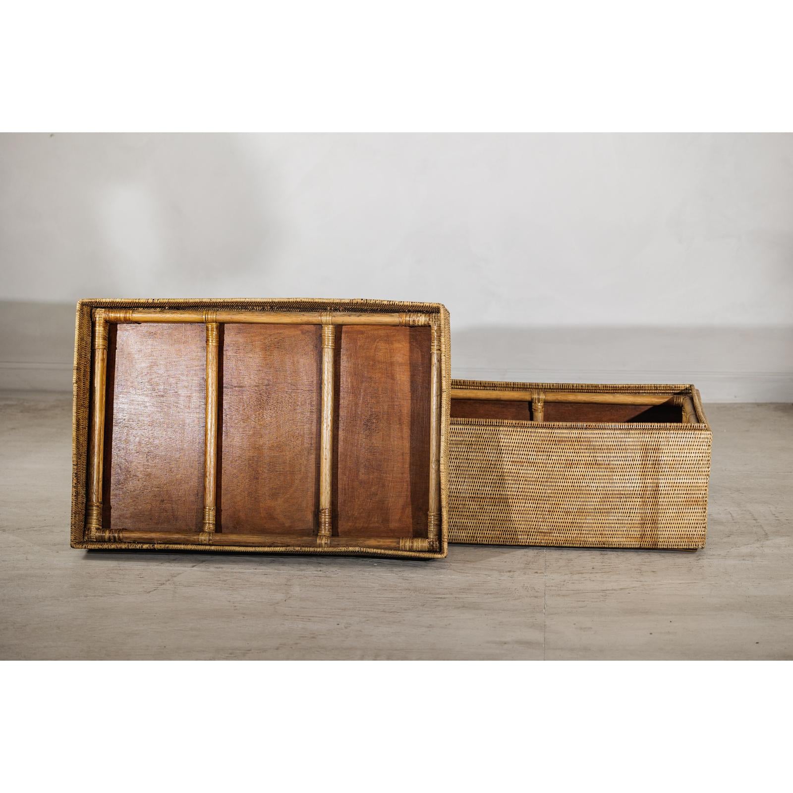 Country Style Rectangular Woven Rattan Storage Box with Lid - image 4