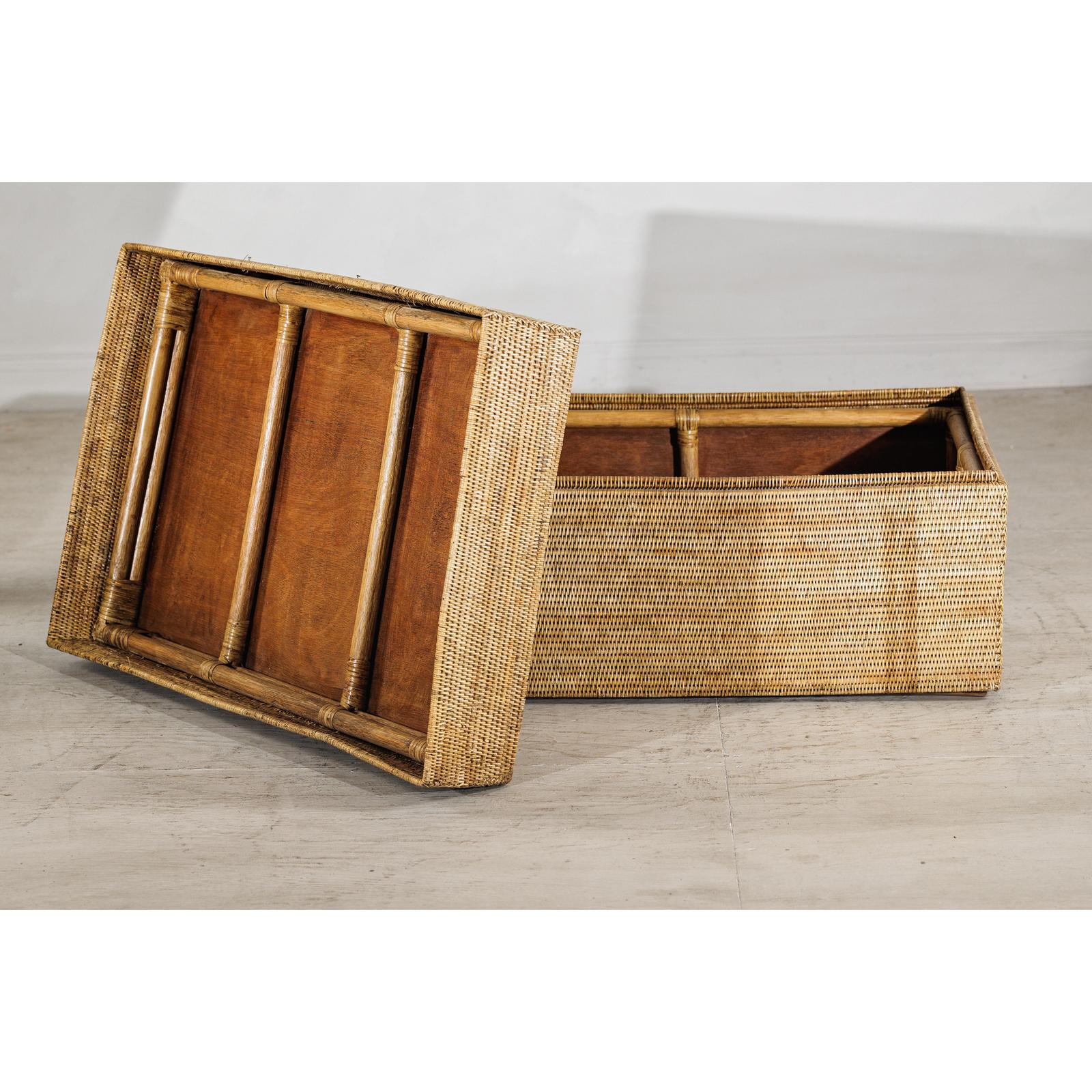 Country Style Rectangular Woven Rattan Storage Box with Lid - image 6