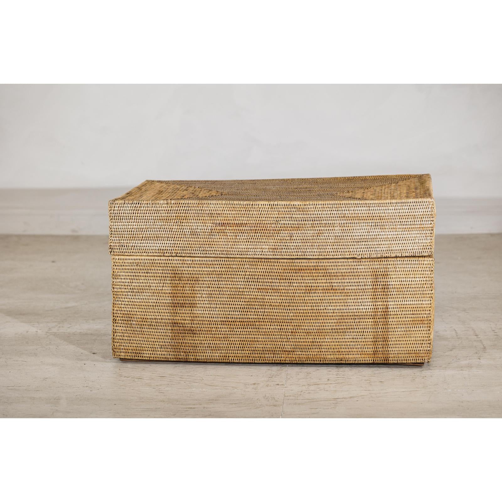 Country Style Rectangular Woven Rattan Storage Box with Lid - image 7