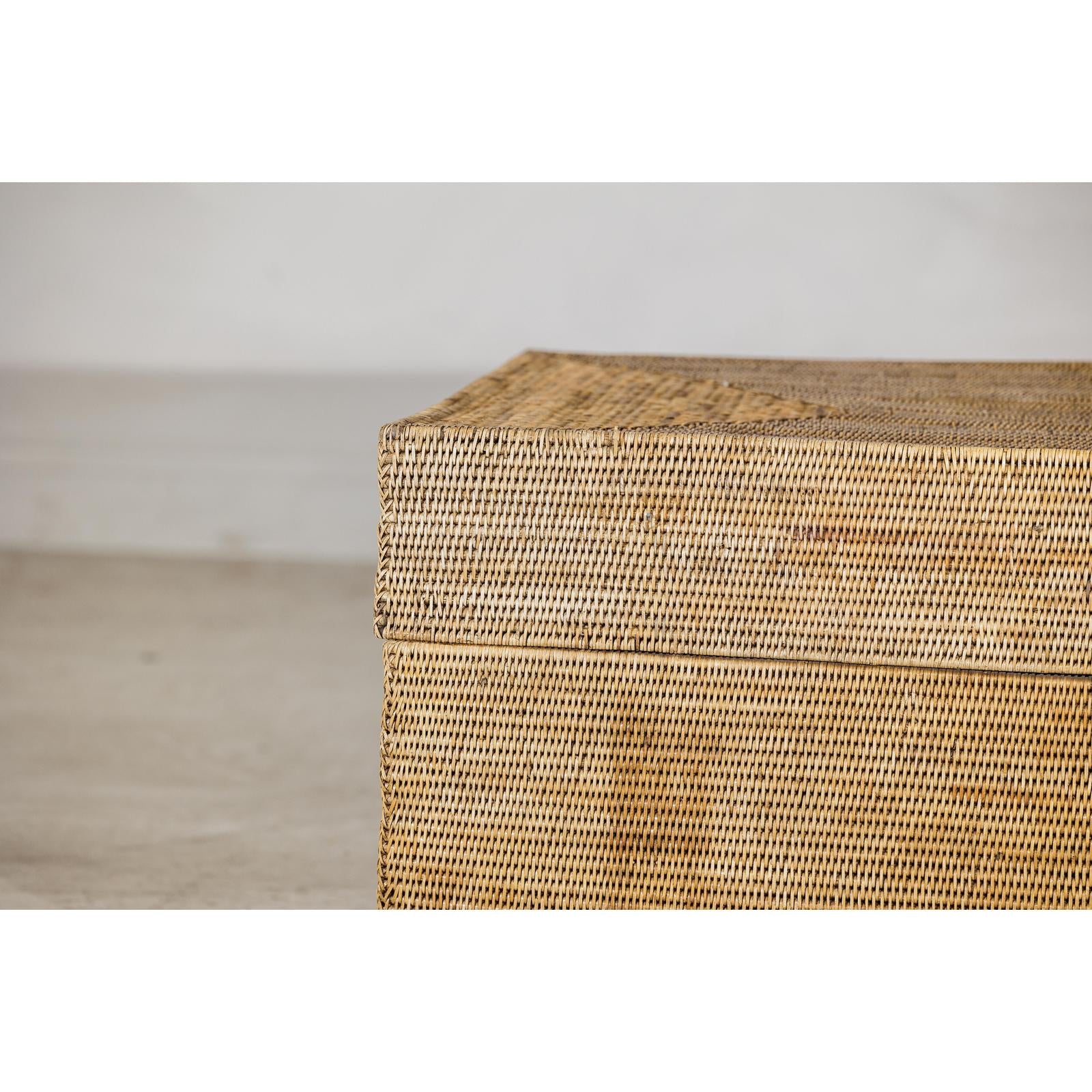 Country Style Rectangular Woven Rattan Storage Box with Lid - image 9