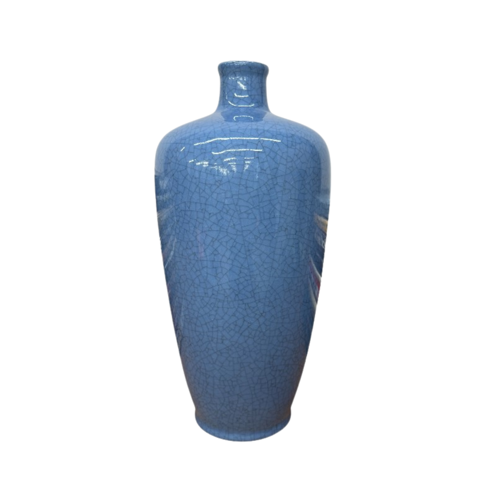 Crackle Blue Glazed Ceramic Vase with Tapered Body, SKU , image 1