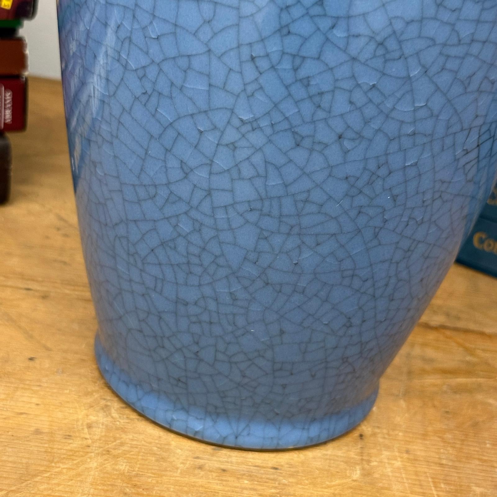 Crackle Blue Glazed Ceramic Vase with Tapered Body, SKU , image 6