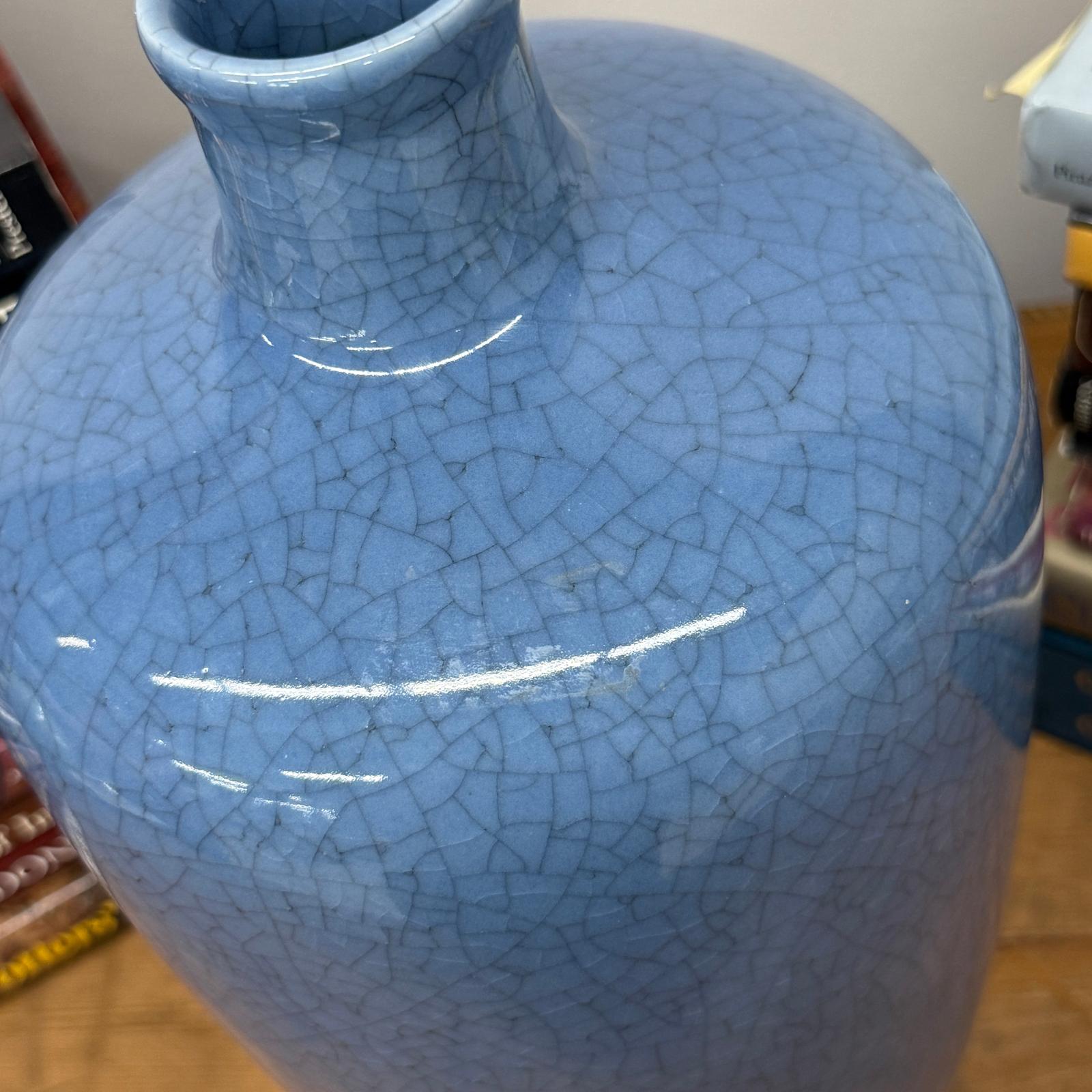 Crackle Blue Glazed Ceramic Vase with Tapered Body, SKU , image 8