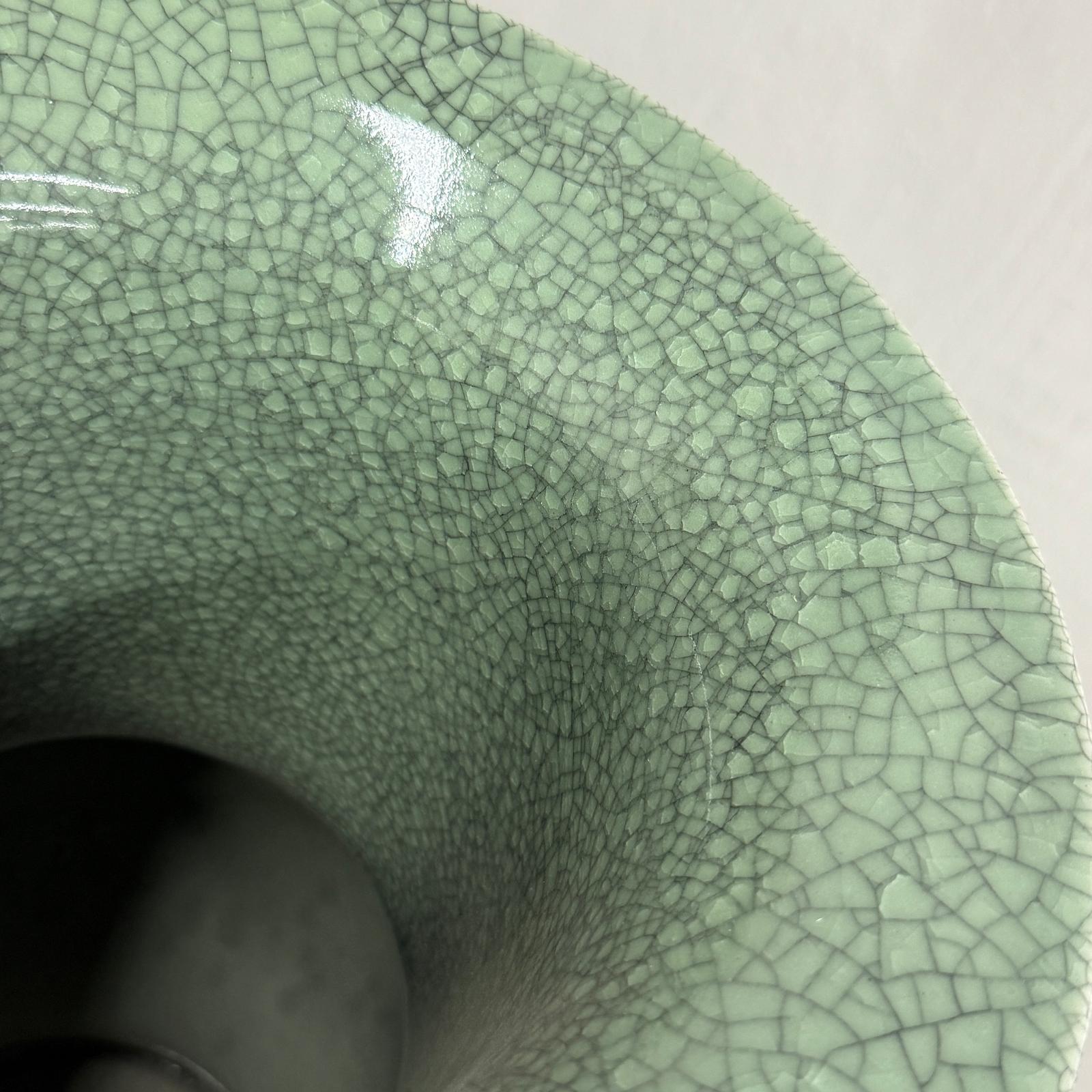 Crackle Sage Green Glazed Ceramic Vase with Tall Flared Neck, SKU , image 10