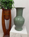 Crackle Sage Green Glazed Ceramic Vase with Tall Flared Neck, SKU , image 4