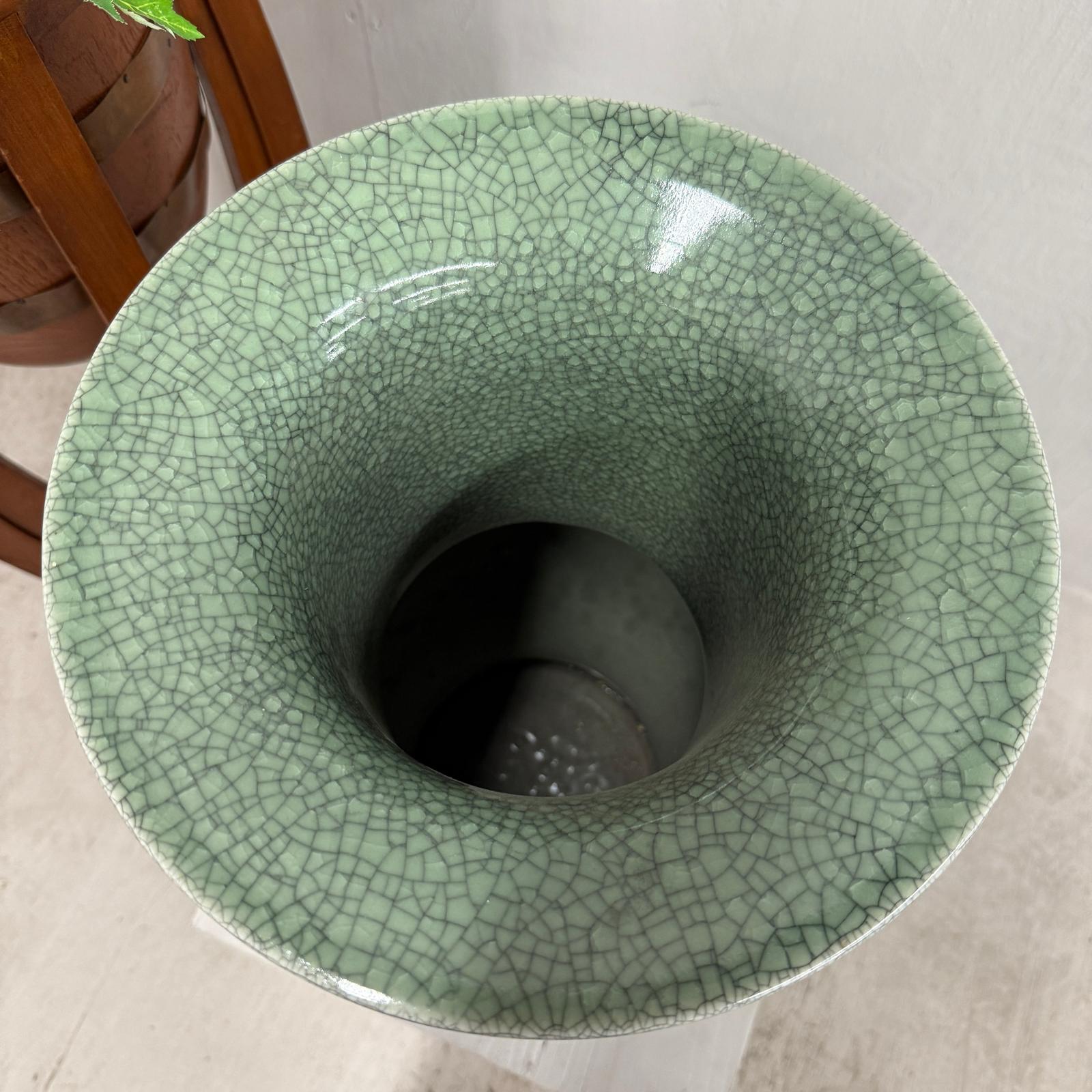 Crackle Sage Green Glazed Ceramic Vase with Tall Flared Neck, SKU , image 6