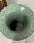 Crackle Sage Green Glazed Ceramic Vase with Tall Flared Neck, SKU , image 6