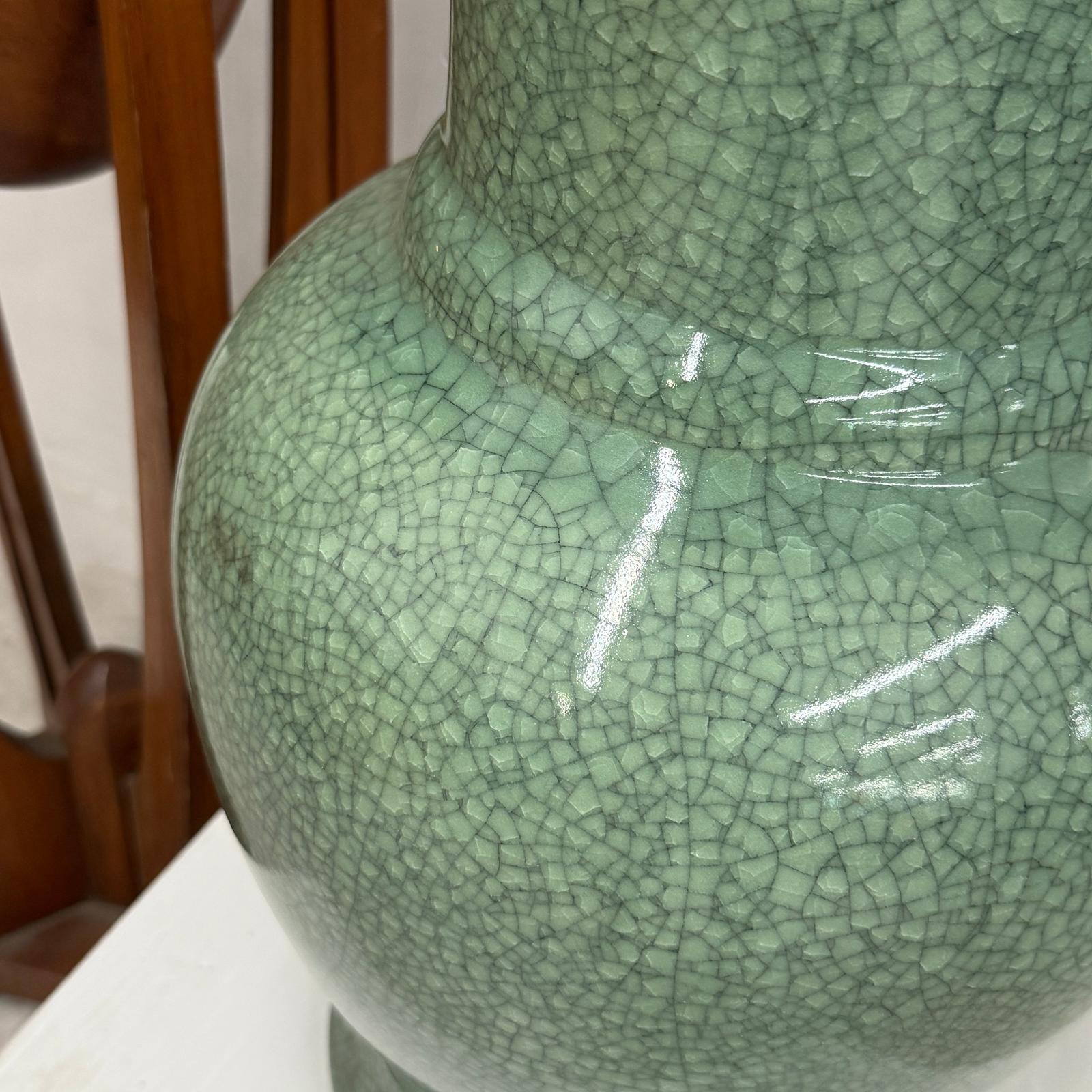 Crackle Sage Green Glazed Ceramic Vase with Tall Flared Neck, SKU , image 7