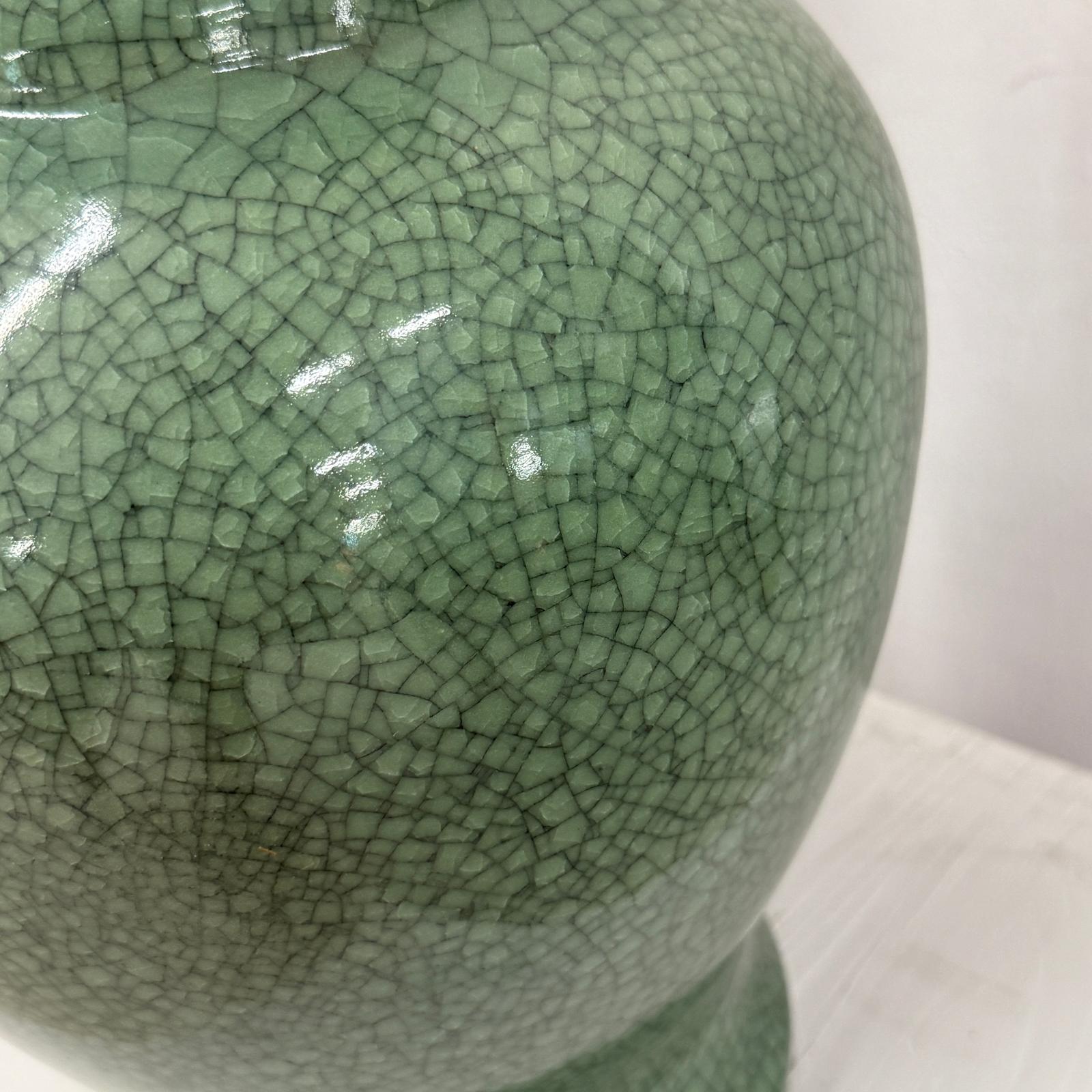 Crackle Sage Green Glazed Ceramic Vase with Tall Flared Neck, SKU , image 8