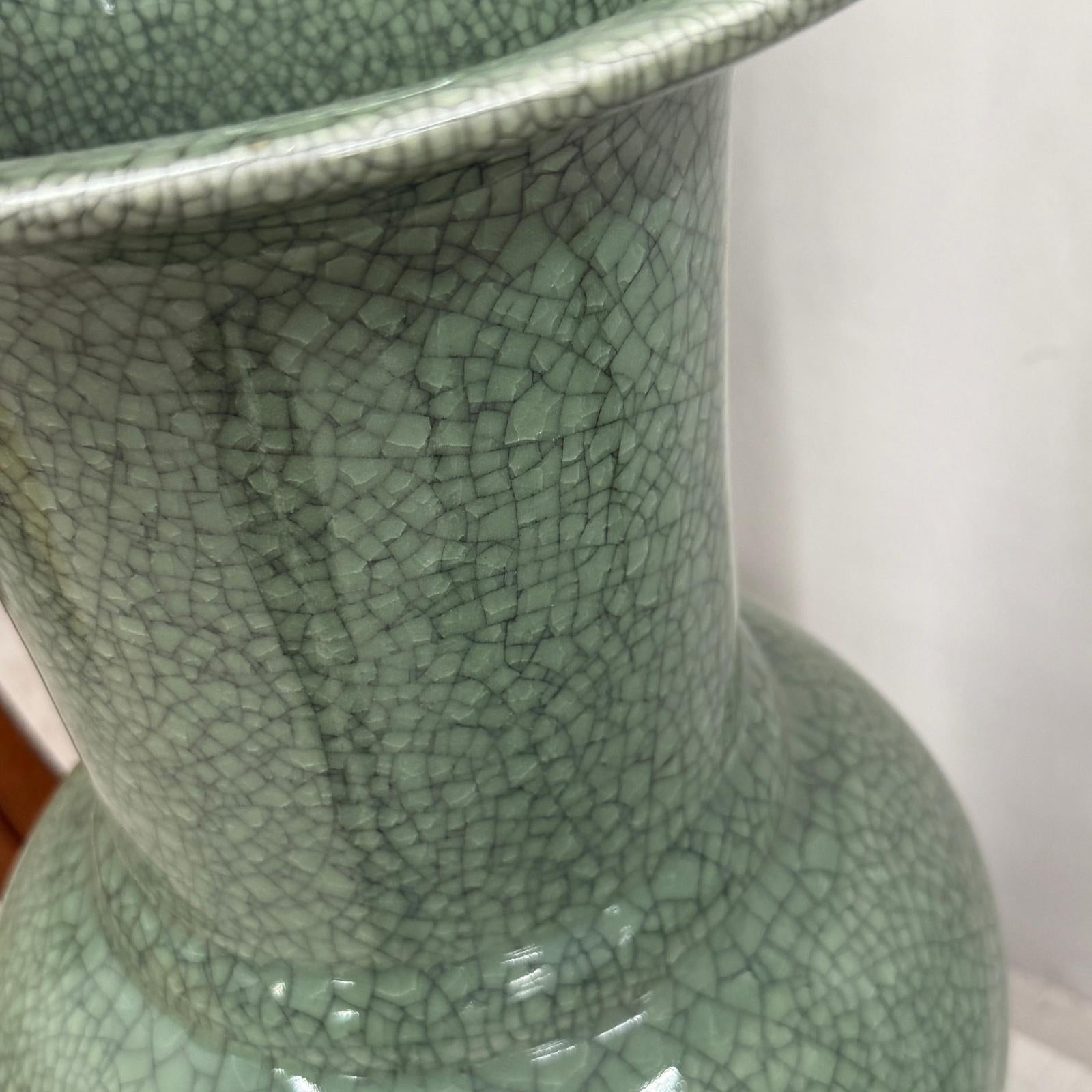 Crackle Sage Green Glazed Ceramic Vase with Tall Flared Neck, SKU , image 9