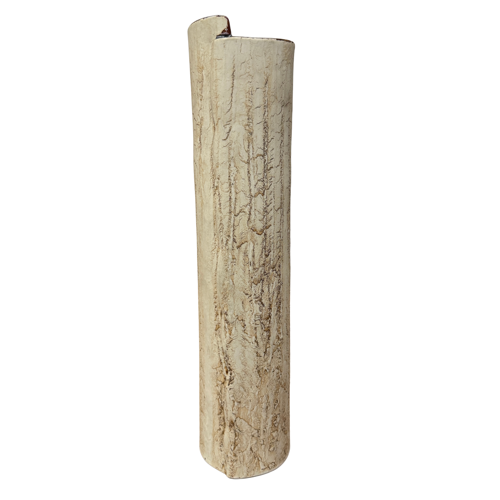 Cream Textured Cylinder Prem Vase with Red Brown Inside, SKU , image 1